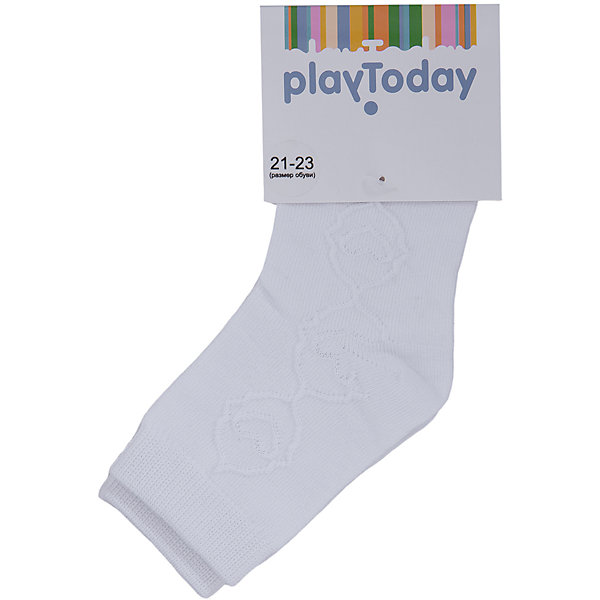 Носки для девочки PlayToday Носки для девочки PlayTodayНоски<br>Носки для девочки от известного бренда PlayToday.<br>Уютные хлопковые носочки с милым рисунком. Верх на мягкой резинке.<br>Состав:<br>75% хлопок, 22% нейлон, 3% эластан<br><br>Ширина мм: 87<br>Глубина мм: 10<br>Высота мм: 105<br>Вес г: 115<br>Цвет: белый<br>Возраст от месяцев: 15<br>Возраст до месяцев: 24<br>Пол: Женский<br>Возраст: Детский<br>Размер: 14,18,16<br>SKU: 4897628