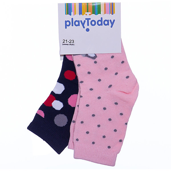 Носки, 2 пары для девочки PlayToday Носки, 2 пары для девочки PlayTodayНоски<br>Носки, 2 пары для девочки от известного бренда PlayToday.<br>Комплект из двух пар уютных хлопковых носочков. Первая пара - в цветной горошек. Вторая пара украшена изображением олененка, которое складывается, если поставить ножки вместе. Верх на мягкой резинке.<br>Состав:<br>75% хлопок, 22% нейлон, 3% эластан<br><br>Ширина мм: 87<br>Глубина мм: 10<br>Высота мм: 105<br>Вес г: 115<br>Цвет: белый<br>Возраст от месяцев: 0<br>Возраст до месяцев: 3<br>Пол: Женский<br>Возраст: Детский<br>Размер: 16,14,18<br>SKU: 4897632