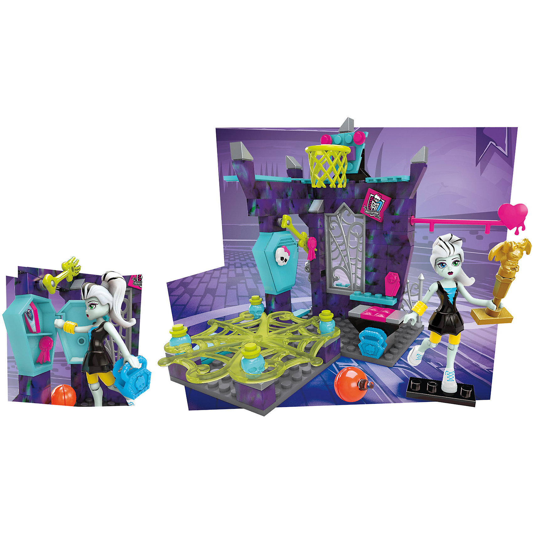 Monster High: Игровой набор Класс физкультуры, MEGA BLOKS Monster High: Игровой набор Класс физкультуры, MEGA BLOKSПластмассовые конструкторы<br>Куклы Monster High - любимые героини многих современных девочек. Эти персонажи стильные и спортивные. Игры с их фигурками и аксессуарами помогают детям развивать воображение, мелкую моторику, логику и творческое мышление.<br>Этот набор состоит из фигурки Фрэнки Штейн и конструктора - спортивного зала, а также аксессуаров. С ними можно придумать множество вариантов игр!<br><br>Дополнительная информация:<br><br>цвет: разноцветный;<br>материал: пластик;<br>возраст: от шести лет.<br><br>Monster High: Игровой набор Класс физкультуры, от MEGA BLOKS можно купить в нашем магазине.<br><br>Ширина мм: 228<br>Глубина мм: 159<br>Высота мм: 48<br>Вес г: 249<br>Возраст от месяцев: 72<br>Возраст до месяцев: 144<br>Пол: Унисекс<br>Возраст: Детский<br>SKU: 4899978