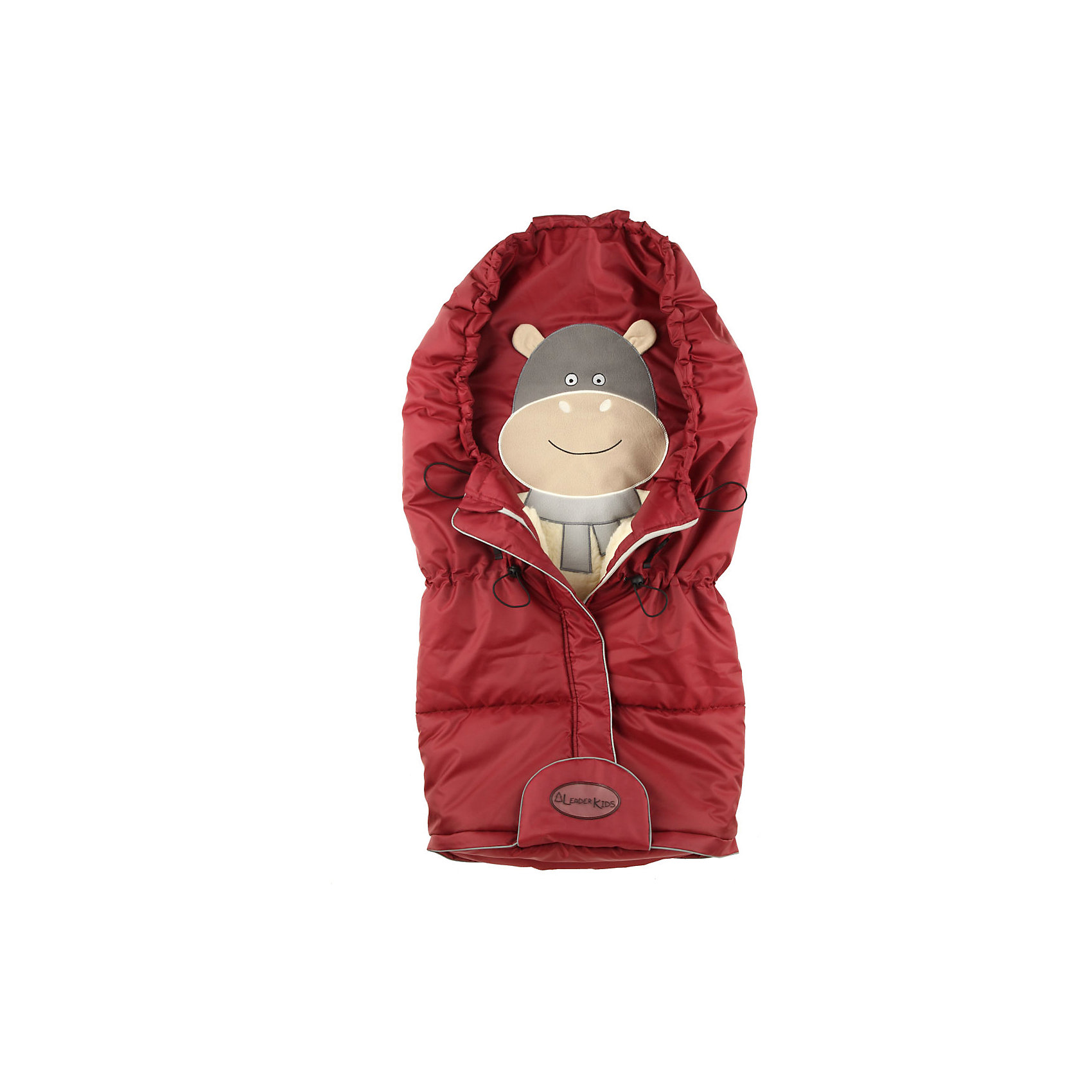 Конверт на овчине Бегемот, Leader kids, бордовый Конверт на овчине Бегемот, Leader kids, бордовыйЗимние конверты<br>Характеристики:<br><br>• Вид детской одежды: верхняя<br>• Предназначение: для прогулок, на выписку<br>• Возраст: от 0 до 6 месяцев<br>• Сезон: зима<br>• Степень утепления конверта: высокая<br>• Температурный режим: до -30? С<br>• Пол: для девочки<br>• Тематика рисунка: бегемот<br>• Цвет: бордовый, серый, бежевый <br>• Материал: верх – полиэстер, подклад – натуральная овчина <br>• Форма конверта: мешок<br>• Нижняя часть конверта регулируется по росту малыша <br>• По центру имеется застежка-молния<br>• Трансформируемый капюшон<br>• Размеры (Ш*Д): 44*84 см<br>• Вес: 1 кг 100 г <br>• Особенности ухода: допускается деликатная стирка без использования красящих и отбеливающих средств<br><br>Конверт на овчине Бегемот, Leader kids, бордовый производителем которого является отечественный торговый бренд, выполнен классической прямоугольной формы с трансформируемым капюшоном. Конверт предназначен для прогулок в зимнее время года в коляске или в коляске-санках. Верхняя часть изделия изготовлена из полиэстера (плащевки), который хорошо защищает от влаги и ветра, при этом поддерживая комфортную температуру внутри конверта. В качестве утеплителя использован синтепон и подклад из натуральной овчины. Все материалы соответствуют международным стандартам безопасности, они гипоаллергенны. Швы изделия тщательно обработаны. У конверта предусмотрена комфортная система одевания: на передней части по центру имеется застежка молния и нижний клапан. Конверт может быть трансформирован в одеяло или матрасик. Изделие оснащено системой фиксации к коляске или санкам, что обеспечит безопасность и будет препятствовать скатыванию малыша во время прогулки. Конверт выполнен в стильном дизайне: на внутренней части изделия выполнена аппликация в виде веселого бегемотика. Конверт на овчине Бегемот, Leader kids, бордовый – это качество и комфорт для Вашего малыша!<br><br>Конверт на овчине Бегемот, Leader kids, бордовый можно купить в нашем интернет-магазине.<br><br>Ширина мм: 1000<br>Глубина мм: 600<br>Высота мм: 70<br>Вес г: 750<br>Возраст от месяцев: -2147483648<br>Возраст до месяцев: 2147483647<br>Пол: Женский<br>Возраст: Детский<br>SKU: 4904873