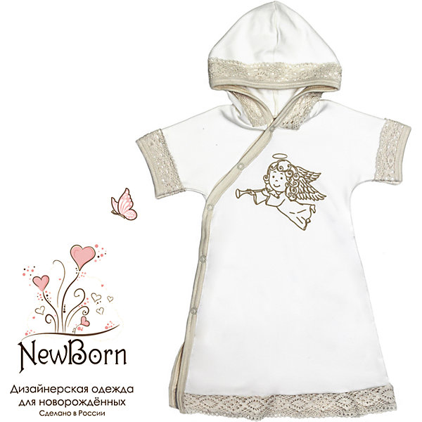 Крестильное платье с капюшоном, тесьма, р-р 80, NewBorn, белый Крестильное платье с капюшоном, тесьма, р-р 80, NewBorn, белыйПлатья<br>Характеристики:<br><br>• Вид детской одежды: платье с капюшоном<br>• Предназначение: для крещения<br>• Коллекция: NewBorn<br>• Сезон: круглый год<br>• Пол: для девочки<br>• Тематика рисунка: ангелы<br>• Размер: 80<br>• Цвет: белый, золотистый<br>• Материал: трикотаж, хлопок<br>• Длина рукава: короткие<br>• Запах: спереди<br>• Застежка: спереди на кнопке<br>• Наличие капюшона<br>• Декорировано широкой тесьмой из шитья <br>• Передняя полочка украшена термонаклейкой в виде ангела<br>• Особенности ухода: допускается деликатная стирка без использования красящих и отбеливающих средств<br><br>Крестильное платье с капюшоном, тесьма, р-р 80, NewBorn, белый из коллекции NewBorn от отечественного швейного производства ТексПром предназначено для создания праздничного образа девочки во время торжественного обряда крещения. Платье представлено в коллекции NewBorn, которая сочетает в себе классические и современные тенденции в мире моды для новорожденных, при этом при технологии изготовления детской одежды сохраняются самые лучшие традиции: свободный крой, внешние швы и натуральные ткани. Платье с короткими рукавами и капюшоном выполнено из трикотажа, все края обработаны трикотажной бейкой золотистого цвета. Изделие имеет передний запах с застежками на кнопках, что обеспечивает его легкое одевание. Праздничный образ создается за счет отделки рукавов, капюшона и низа платья широким кружевом золотистого цвета и термонаклейки на передней полочке в виде ангела. <br><br>Крестильное платье с капюшоном, тесьма, р-р 80, NewBorn, белый можно купить в нашем интернет-магазине.<br><br>Ширина мм: 220<br>Глубина мм: 5<br>Высота мм: 400<br>Вес г: 200<br>Возраст от месяцев: 9<br>Возраст до месяцев: 12<br>Пол: Женский<br>Возраст: Детский<br>SKU: 4912518