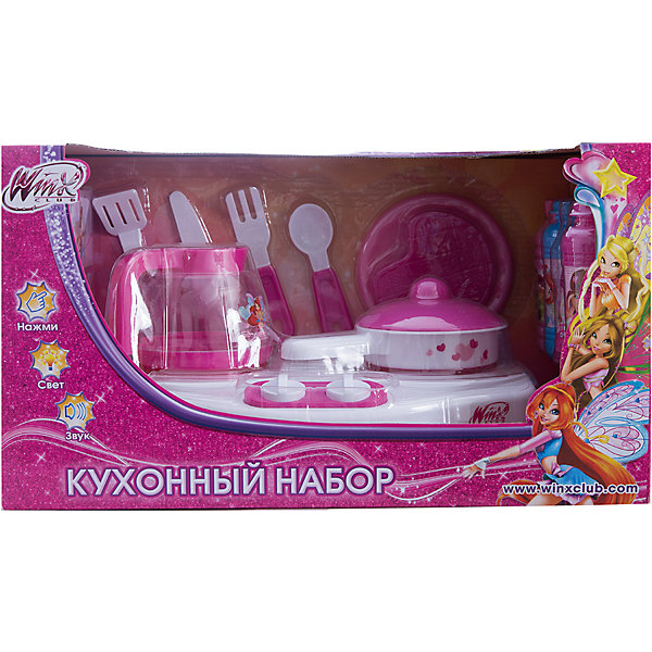 Плита Winx на батарейках Плита Winx на батарейкахИгрушечная бытовая техника<br>Девочки всегда стараются подражать занятиям взрослых. Такие игры помогают социализации малышей и освоению ими полезных навыков. Также подобные игрушки развивают воображение и мелкую моторику. Набор украшен изображением фей Winx.<br>Этот набор обязательно понравится ребенку. В него входят: плита, которая работает от батареек, чайник, сковорода с крышкой, столовые приборы, тарелочка, 4 бутылочки. Они похожи на настоящие взрослые предметы, при этом разработаны специально для малышей. Набор сделан из качественных и безопасных для ребенка материалов. <br><br>Дополнительная информация:<br><br>цвет: разноцветный;<br>материал: пластик, металл;<br>размер упаковки: 36 x 17.5 x 20.5 см;<br>комплектация: плита, которая работает от батареек, чайник, сковорода с крышкой, столовые приборы, тарелочка, 4 бутылочки.<br><br>Плиту Winx на батарейках можно купить в нашем магазине.<br><br>Ширина мм: 210<br>Глубина мм: 180<br>Высота мм: 360<br>Вес г: 1000<br>Возраст от месяцев: 36<br>Возраст до месяцев: 60<br>Пол: Женский<br>Возраст: Детский<br>SKU: 4913612