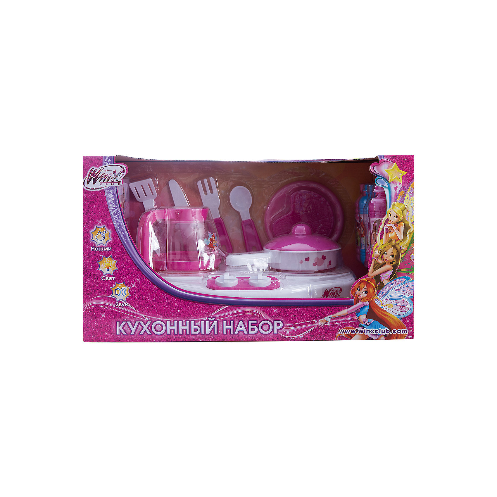 Плита Winx на батарейках Плита Winx на батарейкахWinx Club<br>Девочки всегда стараются подражать занятиям взрослых. Такие игры помогают социализации малышей и освоению ими полезных навыков. Также подобные игрушки развивают воображение и мелкую моторику. Набор украшен изображением фей Winx.<br>Этот набор обязательно понравится ребенку. В него входят: плита, которая работает от батареек, чайник, сковорода с крышкой, столовые приборы, тарелочка, 4 бутылочки. Они похожи на настоящие взрослые предметы, при этом разработаны специально для малышей. Набор сделан из качественных и безопасных для ребенка материалов. <br><br>Дополнительная информация:<br><br>цвет: разноцветный;<br>материал: пластик, металл;<br>размер упаковки: 36 x 17.5 x 20.5 см;<br>комплектация: плита, которая работает от батареек, чайник, сковорода с крышкой, столовые приборы, тарелочка, 4 бутылочки.<br><br>Плиту Winx на батарейках можно купить в нашем магазине.<br><br>Ширина мм: 210<br>Глубина мм: 180<br>Высота мм: 360<br>Вес г: 1000<br>Возраст от месяцев: 36<br>Возраст до месяцев: 60<br>Пол: Женский<br>Возраст: Детский<br>SKU: 4913612