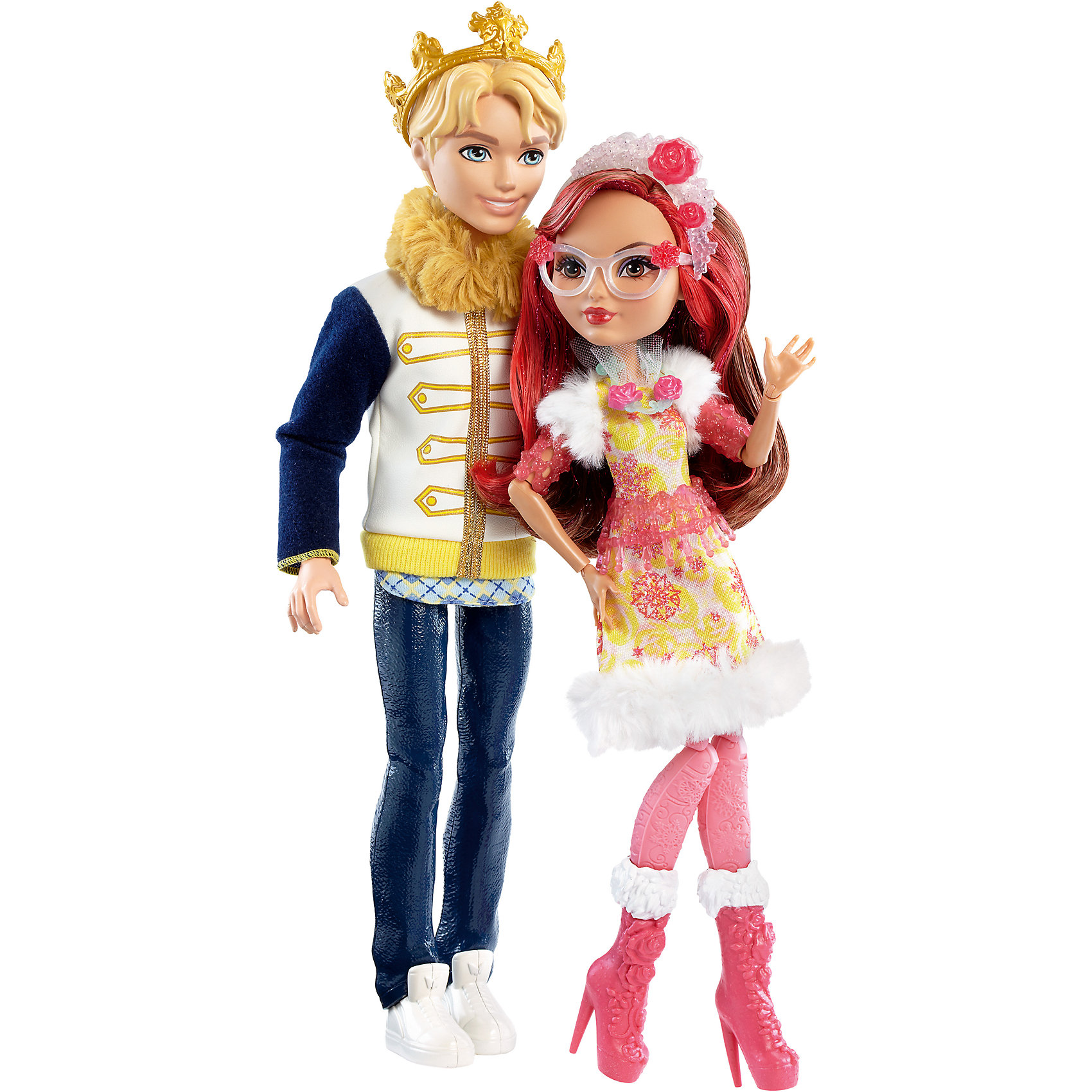 Набор из двух кукол Дэринг Чарминг и Розабелла Бьюти, Ever After High Набор из двух кукол Дэринг Чарминг и Розабелла Бьюти, Ever After HighНабор из двух кукол Дэринг Чарминг и Розабелла Бьюти, Ever After High (Эвер Афтер Хай) ? игровой набор от знаменитого бренда Mattel серии Заколдованная зима. Набор состоит из двух кукол-героев мультсериала Долго и Счастливо – Дэринга Чарминга, наследного принца, и Розабеллы Бьюты, дочери Красавицы и Чудовища. Оба героя одеты в зимние наряды. У Розабеллы –яркое зимнее платье с мехом, красные полусапожки и украшение на голове, ее образ дополняют очки со снежинками. Одежда Дэринга в его любимых тонах – синий, золотой и белый. На голове принца – корона, а в руках – неизменный аксессуар – зеркало. Дэринг Чарминг и Розабелла Бьюти – красивая пара, готовая к новым приключениям. <br><br>Дополнительная информация:<br><br>- Вид игр: сюжетно-ролевые <br>- Материал: пластик, ПВХ, текстиль, нейлон<br>- Комплектация: 2 куклы Дэринг Чарминг и Розабелла Бьюти<br>- Размер (Д*Ш*В): 6,5*28*32,5 см<br>- Вес: 585 г <br>- Особенности ухода: кукол и аксессуары можно мыть в теплой мыльной воде, платье ? ручная стирка<br><br>Подробнее:<br><br>• Для детей в возрасте: от 6 лет и до 12 лет<br>• Страна производитель: Индонезия<br>• Торговый бренд: Mattel<br><br>Набор из двух кукол Дэринг Чарминг и Розабелла Бьюти, Ever After High (Эвер Афтер Хай) можно купить в нашем интернет-магазине.<br><br>Ширина мм: 65<br>Глубина мм: 280<br>Высота мм: 325<br>Вес г: 585<br>Возраст от месяцев: 72<br>Возраст до месяцев: 144<br>Пол: Женский<br>Возраст: Детский<br>SKU: 4915806