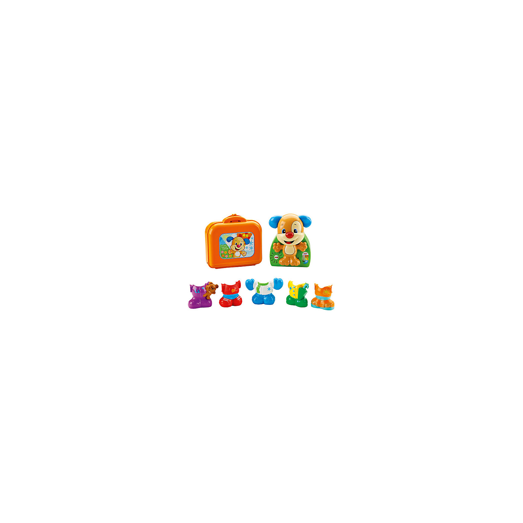 Игра «Наряди щенка», Fisher Price Игра «Наряди щенка», Fisher PriceИнтерактивные игрушки для малышей<br>Игра «Наряди щенка», Fisher Price ? развивающая игрушка от знаменитого бренда Mattel с технологией Smart Stages, которая позволяет выбирать индивидуальный режим обучения для ребенка. Игрушка выполнена из качественного и безопасного пластика, устойчивого к изменению цвета и механическим повреждениям и сколам. У всех элементов отсутствуют острые углы, что делает игрушку безопасной.<br>Игра «Наряди щенка», Fisher Price представляет собой набор из фигурки щенка и пяти разнообразных съемных нарядов. Щенок – интерактивный, он произносит звуки и слова, поет песенки. Увлекательная игра со щенком позволит в легкой ненавязчивой форме познакомиться ребенку с различными предметами одежды, освоить и запомнить особенности каждого времени года. Игровой набор направлен на развитие мелкой моторики, расширение кругозора и словарного запаса ребенка.<br> <br>Дополнительная информация:<br><br>- Вид игр: развивающие, сюжетно-ролевые <br>- Материал: пластик<br>- Комплектация: фигурка щенка, пять съемных нарядов, чемоданчик<br>- Размер (Д*Ш*В): 9*34,5*33 см<br>- Вес: 830 г <br>- Особенности ухода: все элементы набора можно протирать влажной губкой<br><br>Подробнее:<br><br>• Для детей в возрасте: от 1,5 лет и до 4 лет<br>• Страна производитель: Китай<br>• Торговый бренд: Mattel<br><br>Игру «Наряди щенка», Fisher Price можно купить в нашем интернет-магазине.<br><br>Ширина мм: 90<br>Глубина мм: 345<br>Высота мм: 330<br>Вес г: 830<br>Возраст от месяцев: 18<br>Возраст до месяцев: 48<br>Пол: Унисекс<br>Возраст: Детский<br>SKU: 4915808
