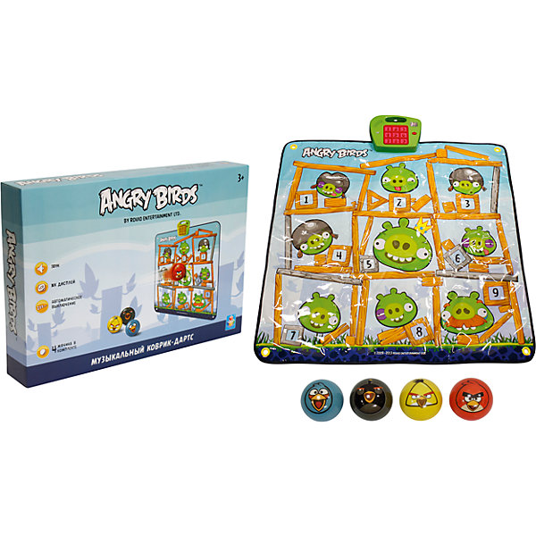 Музыкальный коврик-игра дартс , 4 мячика, Angry Birds Музыкальный коврик-игра дартс , 4 мячика, Angry BirdsAngry Birds<br>Все дети обожают дартс! Сделать попадание в цель занятие веселее помогут герои игры Angry Birds. Яркий музыкальный коврик с их изображением и мячики позволяют играть на различных уровнях сложности. При попадании в цель раздастся звуковой сигнал - мелодии и звуки из популярной игры Angry Birds.<br>Такой коврик обязательно порадует ребенка! Игра с ним помогает детям развивать координацию движений и ловкость. Коврик сделан из качественных и безопасных для ребенка материалов.<br><br>Дополнительная информация:<br><br>цвет: разноцветный;<br>размер: 90 х 90 см;<br>вес: 900 г;<br>комплектация: коврик, 4 мячика;<br>работает от батареек.<br><br>Музыкальный коврик-игру, дартс, 4 мячика, Angry Birds можно купить в нашем магазине.<br><br>Ширина мм: 470<br>Глубина мм: 330<br>Высота мм: 80<br>Вес г: 1083<br>Возраст от месяцев: 36<br>Возраст до месяцев: 2147483647<br>Пол: Унисекс<br>Возраст: Детский<br>SKU: 4916378