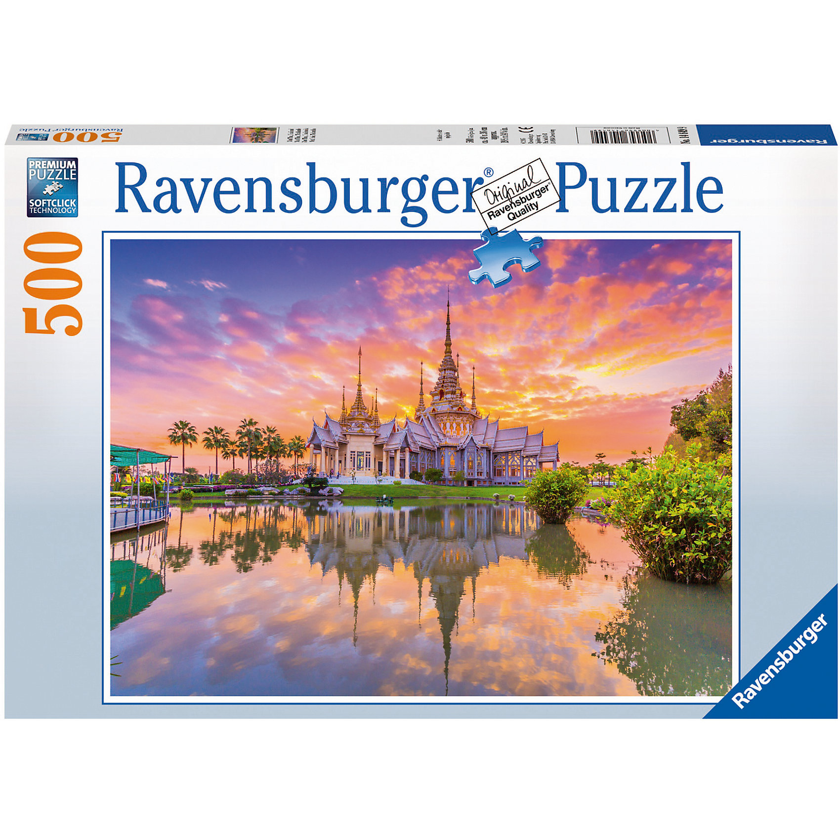 Пазл Закат. Ват Тай, 500 деталей, Ravensburger Пазл Закат. Ват Тай, 500 деталей, RavensburgerКлассические пазлы<br>Пазл Закат. Ват Тай, 500 деталей, Ravensburger – яркая и красивая картина для детей и взрослых.<br>Пазл состоит из 500 элементов, сделанных из качественного картона. Каждая деталь крепко соединяется с другой и образует полотно с великолепной сказочной картинкой. Подойдет для любителей собирать картинки от 8 лет.<br><br>Дополнительная информация:<br><br>- размер упаковки – 34*23*5 см<br>- материал: картон, бумага<br>- страна: Чехия<br><br>Пазл Закат. Ват Тай, 500 деталей, Ravensburger купить в нашем интернет магазине.<br><br>Ширина мм: 340<br>Глубина мм: 230<br>Высота мм: 50<br>Вес г: 583<br>Возраст от месяцев: 72<br>Возраст до месяцев: 1188<br>Пол: Унисекс<br>Возраст: Детский<br>SKU: 4919201