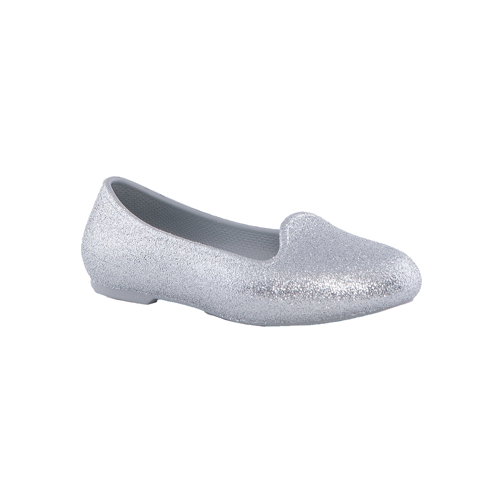 Туфли Eve Sparkle Flat K для девочки Crocs Туфли Eve Sparkle Flat K для девочки CrocsОбувь<br>Характеристики товара:<br><br>• цвет: белый<br>• материал: верх - текстиль, низ - 100% полимер Croslite™<br>• блестки<br>• антискользящая подошва<br>• бактериостатичный материал<br>• стильный дизайн<br>• устойчивая подошва<br>• страна бренда: США<br>• страна изготовитель: Китай<br><br>Для правильного развития ребенка крайне важно, чтобы обувь была удобной. Такие туфли обеспечивают детям необходимый комфорт, а удобная стелька позволяет ножкам дольше не уставать. Туфли легко надеваются и снимаются, отлично сидят на ноге. Материал, из которого они сделаны, не дает размножаться бактериям, поэтому такая обувь препятствует образованию неприятного запаха и появлению болезней стоп. <br>Обувь от американского бренда Crocs в данный момент завоевала широкую популярность во всем мире, и это не удивительно - ведь она невероятно удобна. Её носят врачи, спортсмены, звёзды шоу-бизнеса, люди, которым много времени приходится бывать на ногах - они понимают, как важна комфортная обувь. Продукция Crocs - это качественные товары, созданные с применением новейших технологий. Обувь отличается стильным дизайном и продуманной конструкцией. Изделие производится из качественных и проверенных материалов, которые безопасны для детей.<br><br>Туфли для девочки от торговой марки Crocs можно купить в нашем интернет-магазине.<br><br>Ширина мм: 225<br>Глубина мм: 139<br>Высота мм: 112<br>Вес г: 290<br>Цвет: серый<br>Возраст от месяцев: 24<br>Возраст до месяцев: 24<br>Пол: Женский<br>Возраст: Детский<br>Размер: 25,26,31,33,34,27,28,29,30<br>SKU: 4940837