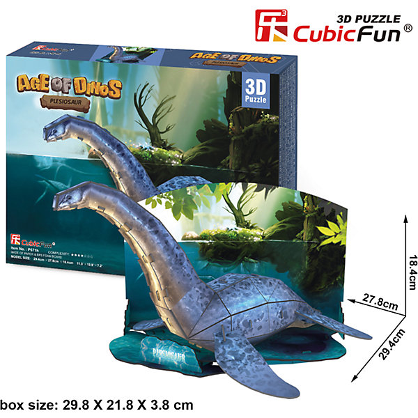 Пазл 3D Эра Динозавров Плезиозавр, CubicFun Пазл 3D Эра Динозавров Плезиозавр, CubicFun3D пазлы<br>Плезиозавр был хищным динозавром, хорошо приспособленным к жизни в водоемах. Появились они в морях с начала юры и существовали до конца мелового периода. Соединив 38 деталей из высококачественного ламинированного картона, вы получите фигуру плезиозавра, стоящего в небольшом водоеме, а вокруг доисторический лес.<br><br>Размеры набора в собранном виде достигают 29 сантиметров в длину и 18 в высоту. Для сборки не требуются инструменты и клей.<br><br>Ширина мм: 300<br>Глубина мм: 220<br>Высота мм: 40<br>Вес г: 392<br>Возраст от месяцев: 96<br>Возраст до месяцев: 192<br>Пол: Унисекс<br>Возраст: Детский<br>SKU: 4951161