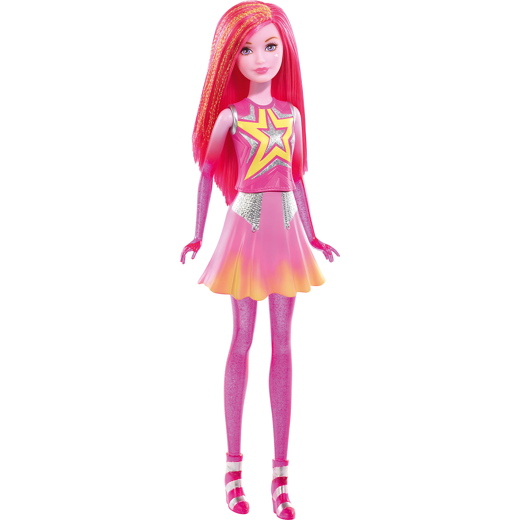 Кукла-сестра из серии Barbie и космическое приключение Кукла-сестра из серии Barbie и космическое приключениеПопулярные игрушки<br>Кукла-сестра из серии Barbie и космическое приключение- замечательная игрушка, созданная по мотивам одноименного мультфильма. Яркие и необычные героини новой серии - сестры-близнецы Карина и Шина, обладающие особенной властью над стихиями и имеющие телепатическую связь друг с другом. Эту куклу зовут Шина. Она выглядит очень необычно. Руки и ноги выполнены из прозрачного розового материала с включением глиттеров, придающих таинственное мерцание , розовые волосы, украшенные блестящими золотыми прядями, и огромные фиалковые глаза. У Шины спокойный естественный макияж, левую щеку украшает родинка в форме звезды. Одета кукла в пластиковый формованный лиф розового цвета с символическим изображением звезды на груди, а также пластиковую розовую с желтым отливом юбку с серебристыми вставками. Обувь литая, из прозрачного материала розового цвета с блестками и украшена серебристыми полосами.<br>Дополнительная информация:<br>? Материал: пластик.<br>? Вес: 0,7 кг.<br>? Размер упаковки: 32 x12,5x6 см.<br>Куклу-сестру из серии Barbie и космическое приключение можно купить в нашем интернет- магазине.<br><br>Ширина мм: 60<br>Глубина мм: 125<br>Высота мм: 325<br>Вес г: 279<br>Возраст от месяцев: 36<br>Возраст до месяцев: 120<br>Пол: Женский<br>Возраст: Детский<br>SKU: 4953517