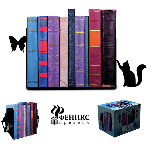 Подставка-ограничитель для книг Кот и бабочка (15*8*12см, 2 шт) Подставка-ограничитель для книг Кот и бабочка (15*8*12см, 2 шт)Детские предметы интерьера<br>Оригинальная подставка-ограничитель для книг Кот и бабочка поможет вам не только поддерживать книжные ряды, но и станет прекрасным элементом декора. Подставка оснащена антискользящими подложками и украшена вставками в виде кота и бабочки. Отлично впишется в интерьер комнаты!<br><br>Дополнительная информация:<br>Материал: черный окрашенный металл с антискользящими подложками из ЭВА (этиленвинилацетат)<br>Цвет: черный<br>Размер: 15х8х12 см<br>В комплекте: 2 штуки<br>Вес: 530 грамм<br>Вы можете купить подставку-ограничитель для книг Кот и бабочка в нашем интернет-магазине.<br><br>Ширина мм: 340<br>Глубина мм: 380<br>Высота мм: 440<br>Вес г: 567<br>Возраст от месяцев: 84<br>Возраст до месяцев: 216<br>Пол: Унисекс<br>Возраст: Детский<br>SKU: 4957936