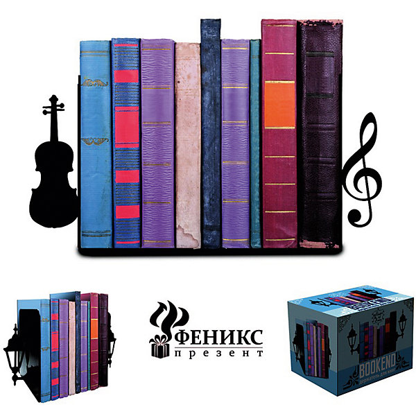 Подставка-ограничитель для книг Музыка (15*8*12см, 2 шт) Подставка-ограничитель для книг Музыка (15*8*12см, 2 шт)Детские предметы интерьера<br>Оригинальная подставка-ограничитель для книг Музыка поможет вам не только поддерживать книжные ряды, но и станет прекрасным элементом декора. Подставка оснащена антискользящими подложками и украшена вставками в виде скрипичного ключа и виолончели. Отлично впишется в интерьер комнаты!<br><br>Дополнительная информация:<br>Материал: черный окрашенный металл с антискользящими подложками из ЭВА (этиленвинилацетат)<br>Цвет: черный<br>Размер: 15х8х12 см<br>В комплекте: 2 штуки<br>Вес: 528 грамм<br>Вы можете купить подставку-ограничитель для книг Музыка в нашем интернет-магазине.<br><br>Ширина мм: 340<br>Глубина мм: 380<br>Высота мм: 440<br>Вес г: 567<br>Возраст от месяцев: 84<br>Возраст до месяцев: 216<br>Пол: Унисекс<br>Возраст: Детский<br>SKU: 4957938