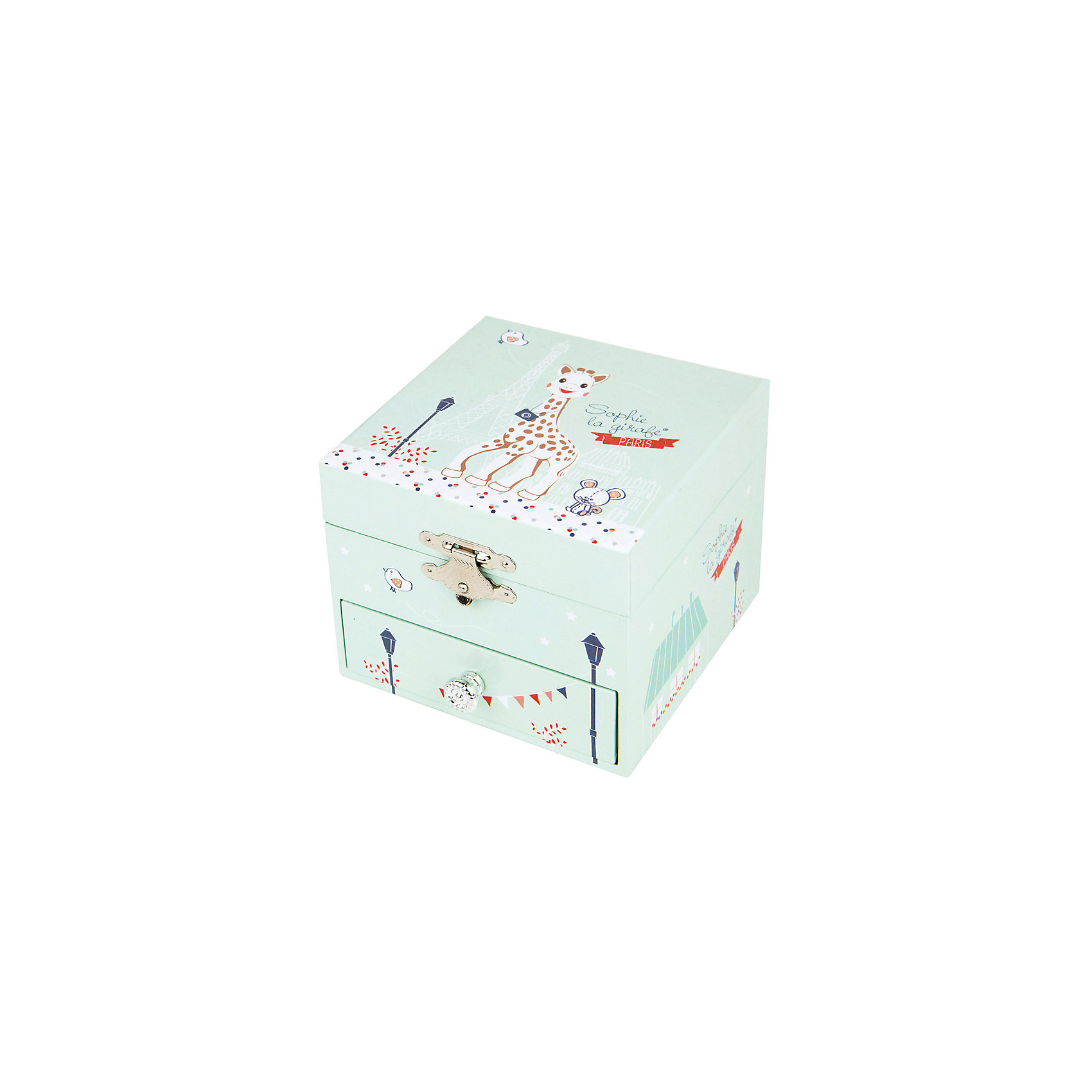 Музыкальная шкатулка The Giraffe Paris - Figurine Sophie, Trousselier Музыкальная шкатулка The Giraffe Paris - Figurine Sophie, TrousselierПредметы интерьера<br>Музыкальная шкатулка - это мечта множества девчонок. Подарите девочке настоящую музыкальную шкатулку с заводным механизмом от французской компании Trousselier. Шкатулка проигрывает приятную мелодию.<br>Она выглядит очень красиво - на ней симпатичная картинка. Внутри шкатулки даже есть место для хранения разных мелочей и зеркальце. Изделие произведено из высококачественных материалов, и соответствует европейским стандартам безопасности.<br><br>Дополнительная информация:<br><br>цвет: разноцветный;<br>материал: дерево;<br>внутри зеркало;<br>заводной механизм;<br>размер: 11 х 11 х 9 см.<br><br>Музыкальную шкатулку The Giraffe Paris - Figurine Sophie от французской компании Trousselier можно купить в нашем магазине.<br><br>Ширина мм: 105<br>Глубина мм: 105<br>Высота мм: 85<br>Вес г: 500<br>Возраст от месяцев: 12<br>Возраст до месяцев: 216<br>Пол: Унисекс<br>Возраст: Детский<br>SKU: 4961832