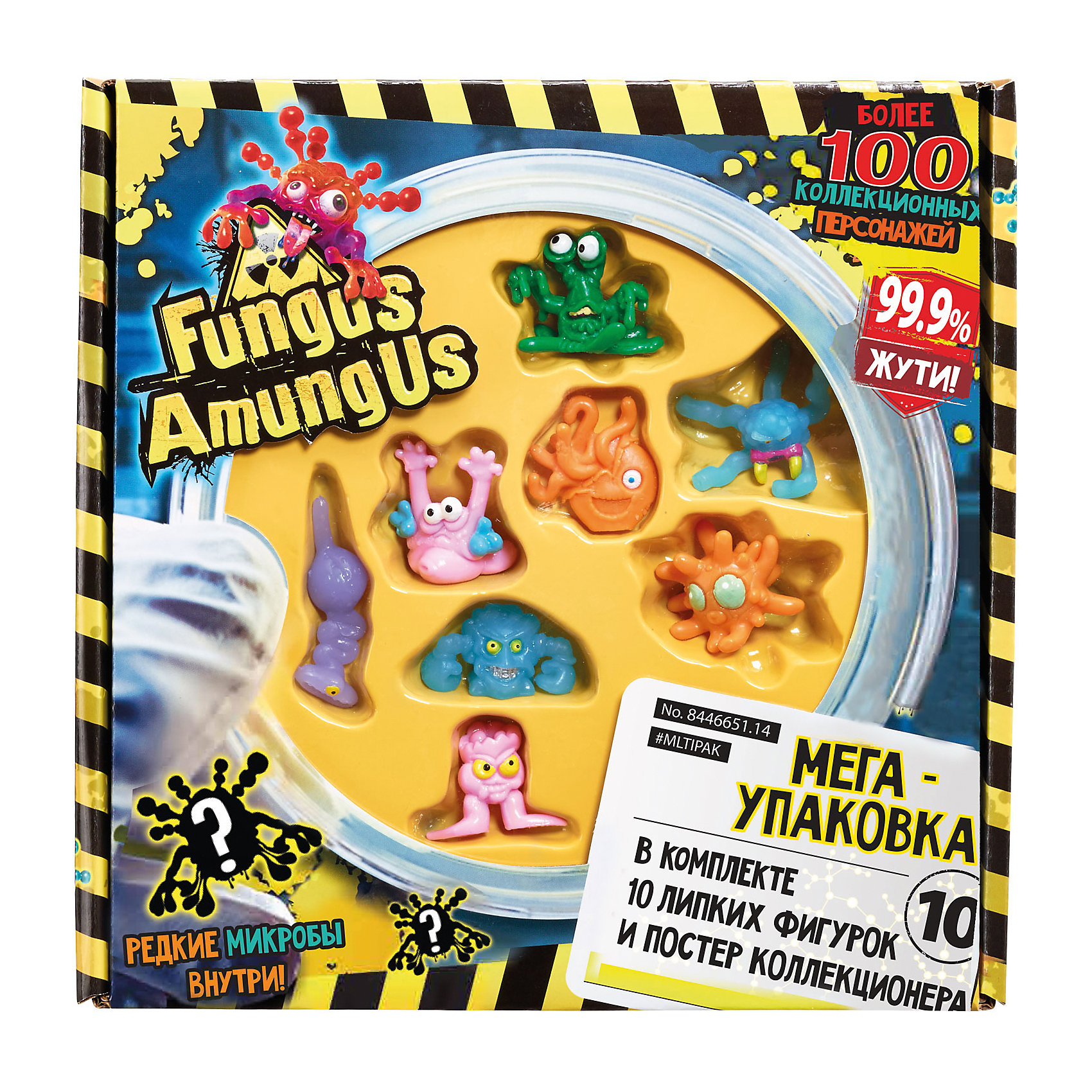 Набор из 10 фигурок микробов Fungus Amungus, Vivid Набор из 10 фигурок микробов Fungus Amungus, VividМир животных<br>Игровой набор Fungus Amungus (Фунгус Амунгус) из 10 фигурок микробов от торговой марки Vivid - это замечательное собрание коварных монстров, которые готовы вырваться на свободу и начать устраивать различные шалости! Фигурки выполнены из расплющивающегося, растягивающегося и липкого пластика в ярких цветах. Так, к примеру, можно кинуть какого-нибудь микроба в стену, а он прилипнет к ней и будет сползать вниз! А если смять другого, то он без труда, вернет себе привычную форму. Не все фигурки можно разглядеть через красочную блистерную упаковку, кто спрятан в коробке, можно узнать только, открыв ее, и это придает процессу коллекционирования больше азарта. Собрав полную коллекцию, юные коллекционеры смогут обмениваться фигурками с друзьями. С этими забавными фигурками будет легко придумать различные игровые сюжеты, развивая тем самым воображение. Микробы Fungus Amungus, помимо своих возможностей, привлекают к себе внимание невероятным внешним видом и расцветкой.<br><br>Дополнительная информация:<br><br>- возраст: от 4 лет<br>- пол: для мальчиков<br>- комплект: 10 липких фигурок, постер коллекционера.<br>- материал: пластичный пластик.<br>- размер упаковки: 27 * 24 * 15 см.<br>- размер одной фигурки: около 3.5 см.<br>- вес: 0.5 кг.<br>- упаковка: картонная коробка.<br>- бренд: Vivid<br>- страна обладатель бренда: Великобритания.<br><br>Набор из 10 фигурок микробов Fungus Amungus, торговой марки Vivid можно купить в нашем интернет-магазине<br><br>Ширина мм: 223<br>Глубина мм: 223<br>Высота мм: 45<br>Вес г: 240<br>Возраст от месяцев: 48<br>Возраст до месяцев: 144<br>Пол: Мужской<br>Возраст: Детский<br>SKU: 4964024