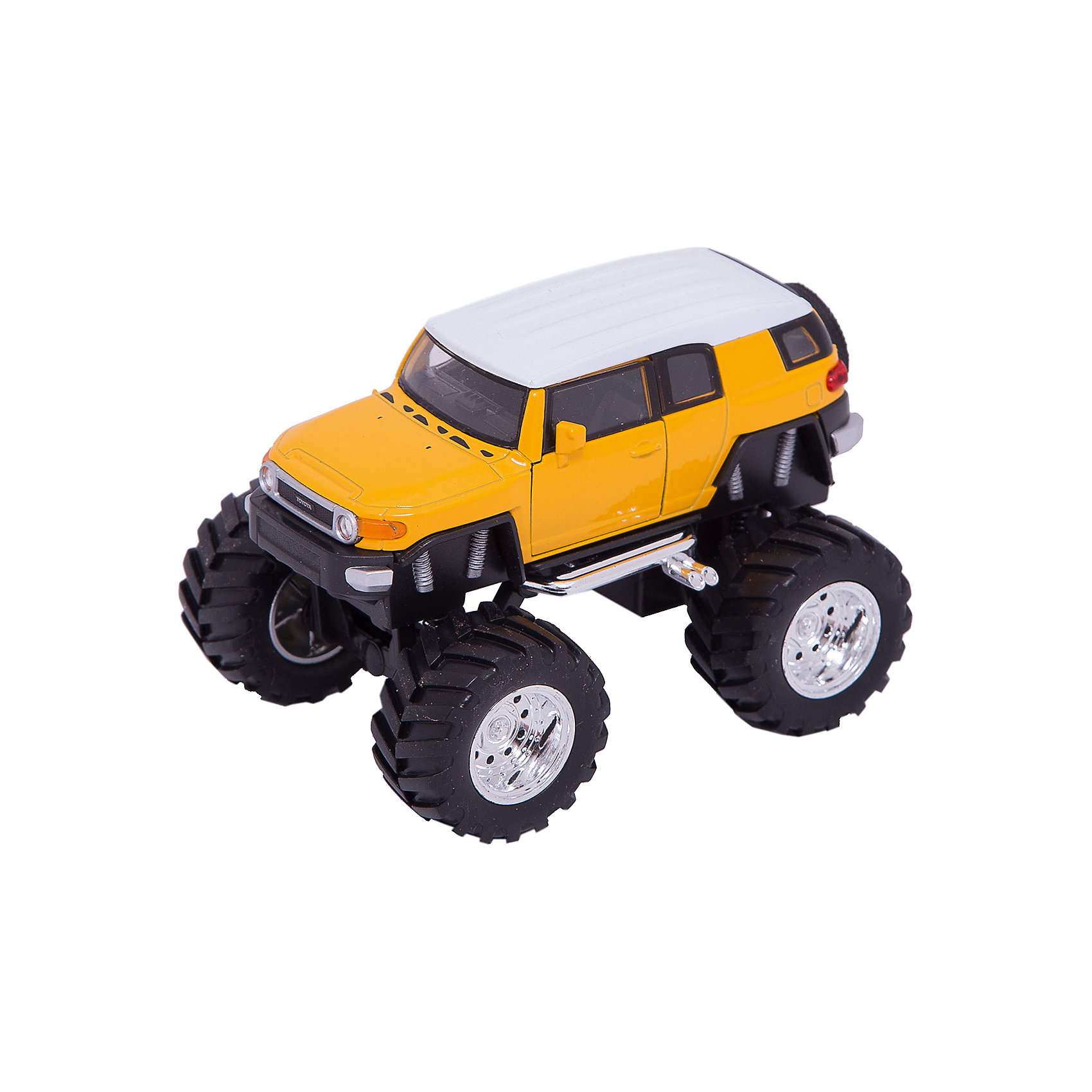 Модель машины 1:34-39 Toyota FJ Cruiser Big Wheel, Welly Модель машины 1:34-39 Toyota FJ Cruiser Big Wheel, WellyКоллекционные модели<br>Коллекционная модель автомобиля Toyota FJ Cruiser на больших колесах, выполненная в масштабе 1:34-39. Корпус автомобиля выполнен из пластика, колеса – из резины, авто оснащено мощными металлическими амортизаторами. Цвет кузова представлен в ассортименте, выбранный вариант в поставке не гарантирован.<br><br>Ширина мм: 155<br>Глубина мм: 95<br>Высота мм: 100<br>Вес г: 288<br>Возраст от месяцев: 36<br>Возраст до месяцев: 192<br>Пол: Мужской<br>Возраст: Детский<br>SKU: 4966552