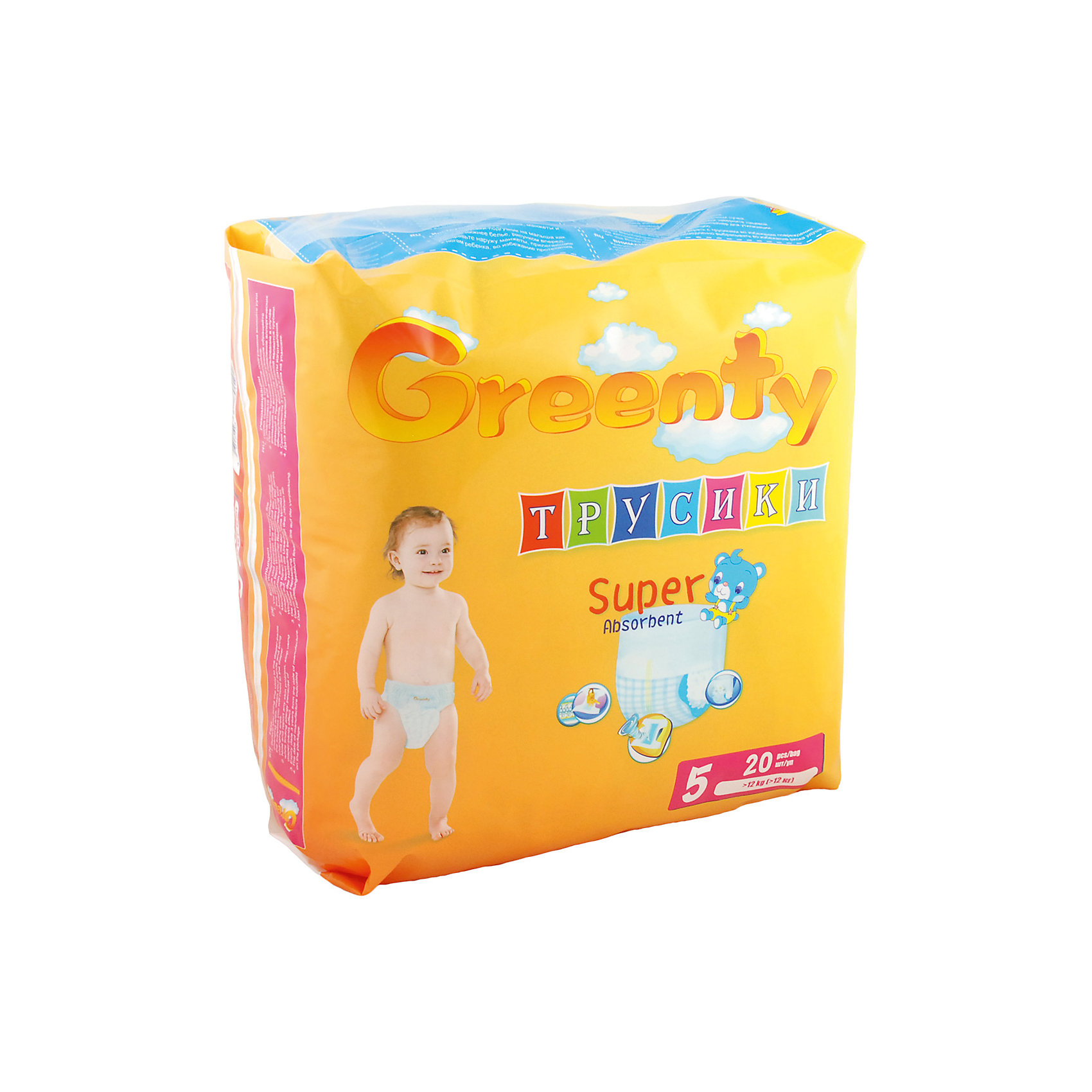 Greenty Подгузники-трусики Greenty 5, + 12 кг, 20 шт. подгузники детские greenty одноразовые подгузники трусики greenty 4 9 14 кг 44 шт