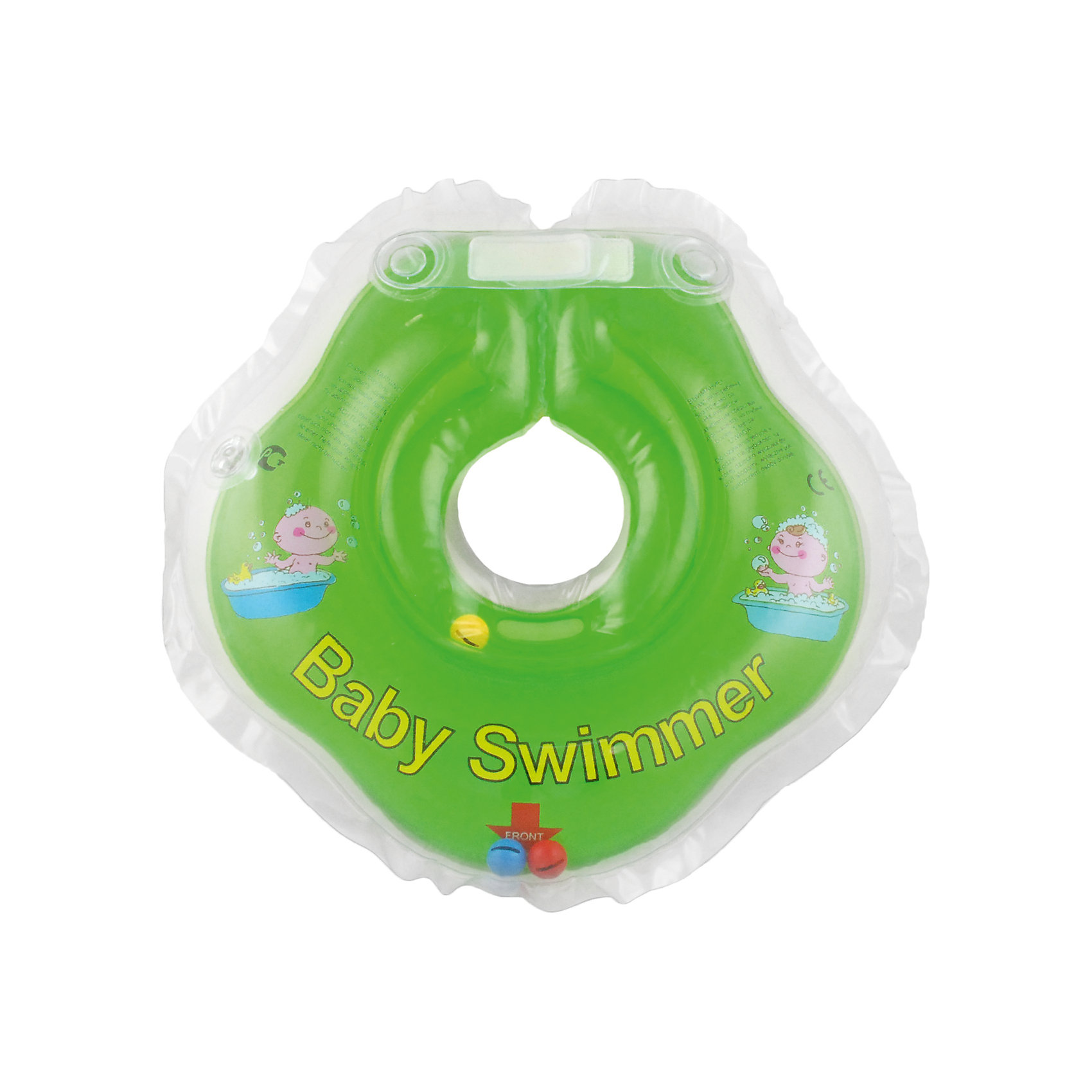 Круг для купания с погремушкой внутри Baby Swimmer, салатовый Круг для купания с погремушкой внутри Baby Swimmer, салатовыйКруги для купания малыша<br>Круг для купания Baby Swimmer с погремушкой – улучшенная вариация классической одноименной модели. Отличительная особенность – погремушка внутри круга. Устройство обеспечит безопасность купания малыша, избавит от страха воды и сделает водные процедуры веселой игрой. У круга есть устройство, поддерживающее подбородок, что позволит избежать проглатывание воды малышом. У круга яркие цвета, необычный дизайн и веселые картинки по бокам, которые понравится всем детям. Все материалы, использованные при разработке и изготовлении круга для купания безопасны для использования, отвечают всем требованиям экологичности и качества детских товаров, а так же гипоаллергенны.<br><br>Дополнительная информация:<br><br>модель: Baby Swimmer;<br>цвет: салатовый.<br><br>Круг для купания с погремушкой внутри Baby Swimmer можно приобрести в нашем магазине.<br><br>Ширина мм: 150<br>Глубина мм: 40<br>Высота мм: 150<br>Вес г: 140<br>Возраст от месяцев: 0<br>Возраст до месяцев: 24<br>Пол: Унисекс<br>Возраст: Детский<br>SKU: 4968097