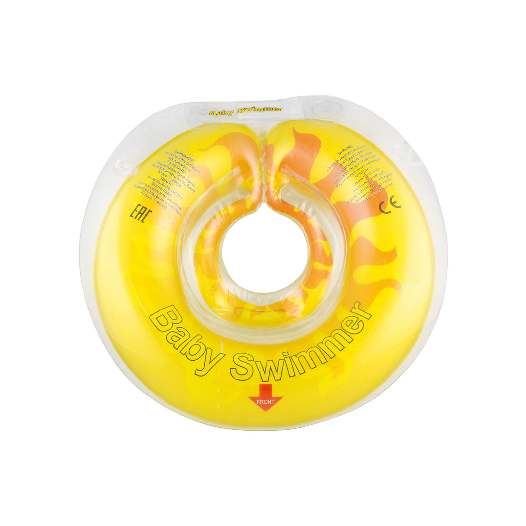 Круг для купания Солнышко Baby Swimmer, желтый Круг для купания Солнышко Baby Swimmer, желтыйКруги для купания малыша<br>Круг в виде солнышка – прекрасная альтернатива стандартной форме. Круг для купания Baby Swimmer с оригинальной расцветкой обеспечит безопасность купания малыша, избавит от страха воды и сделает водные процедуры веселой игрой. У круга есть устройство, поддерживающее подбородок, что позволит избежать проглатывание воды малышом. У круга яркие цвета, необычный дизайн и веселые картинки по бокам, которые понравится всем детям. Все материалы, использованные при разработке и изготовлении круга для купания безопасны для использования, отвечают всем требованиям экологичности и качества детских товаров, а так же гипоаллергенны.<br><br>Дополнительная информация:<br><br>модель: Солнышко Арбуз Baby Swimmer;<br>цвет: жёлтый.<br><br>Круг для купания Baby Swimmer можно приобрести в нашем магазине.<br><br>Ширина мм: 140<br>Глубина мм: 20<br>Высота мм: 180<br>Вес г: 160<br>Возраст от месяцев: 6<br>Возраст до месяцев: 36<br>Пол: Унисекс<br>Возраст: Детский<br>SKU: 4968111