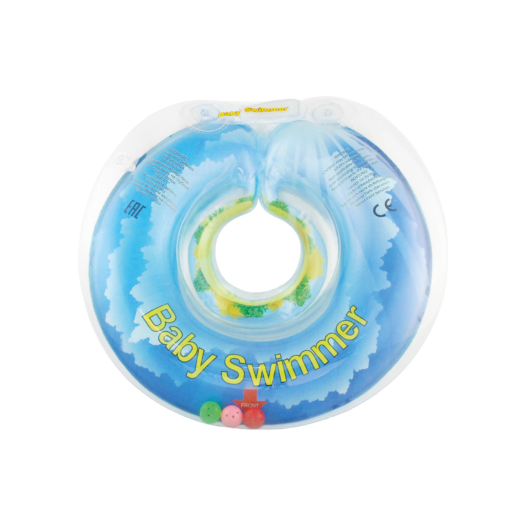 Круг для купания с погремушкой внутри СОЛНЕЧНЫЙ ОСТРОВ Baby Swimmer, голубой Круг для купания с погремушкой внутри СОЛНЕЧНЫЙ ОСТРОВ Baby Swimmer, голубойИнтересная расцветка делает плавательный круг любимой деталью купального процесса. Круг для купания Baby Swimmer с погремушкой – улучшенная вариация классической одноименной модели. Отличительная особенность – погремушка внутри круга. Устройство обеспечит безопасность купания малыша, избавит от страха воды и сделает водные процедуры веселой игрой. У круга есть устройство, поддерживающее подбородок, что позволит избежать проглатывание воды малышом. Все материалы, использованные при разработке и изготовлении круга для купания безопасны для использования, отвечают всем требованиям экологичности и качества детских товаров, а так же гипоаллергенны.<br><br>Дополнительная информация:<br><br>модель: Baby Swimmer;<br>цвет: голубой.<br><br>Круг для купания с погремушкой внутри Baby Swimmer можно приобрести в нашем магазине.<br><br>Ширина мм: 140<br>Глубина мм: 30<br>Высота мм: 180<br>Вес г: 160<br>Возраст от месяцев: 6<br>Возраст до месяцев: 36<br>Пол: Унисекс<br>Возраст: Детский<br>SKU: 4968112