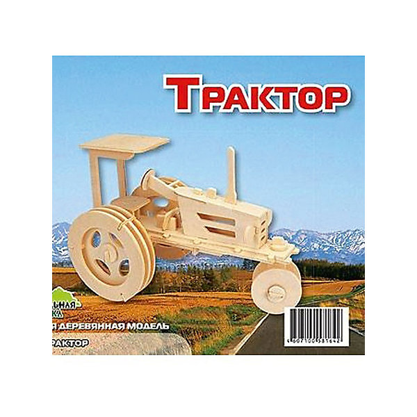 Трактор, Мир деревянных игрушек Трактор, Мир деревянных игрушекДеревянные модели<br>Отличный вариант подарка для любящего технику творческого ребенка - этот набор, из которого можно самому сделать красивую деревянную фигуру! Для этого нужно выдавить из пластины с деталями элементы для сборки и соединить их. Из наборов получаются красивые очень реалистичные игрушки, которые могут стать украшением комнаты.<br>Собирая их, ребенок будет развивать пространственное мышление, память и мелкую моторику. А раскрашивая готовое произведение, дети научатся подбирать цвета и будут развивать художественные навыки. Этот набор произведен из качественных и безопасных для детей материалов - дерево тщательно обработано.<br><br>Дополнительная информация:<br><br>материал: дерево;<br>цвет: бежевый;<br>элементы: пластины с деталями для сборки, схема сборки;<br>размер упаковки: 23 х 18 см.<br><br>3D-пазл Трактор от бренда Мир деревянных игрушек можно купить в нашем магазине.<br><br>Ширина мм: 225<br>Глубина мм: 30<br>Высота мм: 180<br>Вес г: 450<br>Возраст от месяцев: 36<br>Возраст до месяцев: 144<br>Пол: Мужской<br>Возраст: Детский<br>SKU: 4969169
