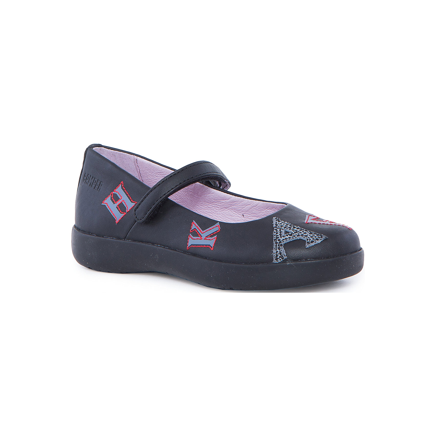 Туфли для девочки Camper Туфли для девочки CamperТуфли<br>Характеристики:<br><br>• Предназначение: повседневная обувь<br>• Сезон: лето, демисезонные<br>• Пол: для девочки<br>• Цвет: черный, серый, красный<br>• Материал верха и стельки: натуральная кожа<br>• Материал подошвы: резина<br>• Тип каблука и подошвы: платформа<br>• Тип застежки: ремешки-липучки<br>• Уход: удаление загрязнений мягкой тканью<br><br>Туфли для девочки Camper изготовлены испанским торговым брендом, специализирующимся на производстве обуви премиум-класса. Детская обувь Camper учитывает анатомические особенности детской растущей ноги, поэтому она изготавливается исключительно из натуральной кожи. Туфли выполнены из гладкой кожи без рисунка, имеется ортопедическая стелька, для защиты от натирания предусмотрена мягкая пятка. Линейка обуви Spiral comet от Camper отличается легкостью, гибкостью и износоустойчивостью. Туфли для девочки выполнены в классическом стиле, оформлены яркими элементами дизайна – наклейками и аппликациями из букв, контуры которых вышиты яркими нитками, на ремешке и пятке имеется брендовая надпись. <br><br>Туфли для девочки Camper можно купить в нашем интернет-магазине.<br><br>Ширина мм: 227<br>Глубина мм: 145<br>Высота мм: 124<br>Вес г: 325<br>Цвет: черный<br>Возраст от месяцев: 120<br>Возраст до месяцев: 132<br>Пол: Женский<br>Возраст: Детский<br>Размер: 34,31,30,32,35,28,33,29<br>SKU: 4974891