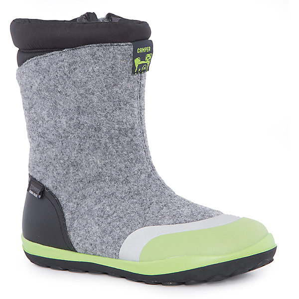Валенки Camper Валенки CamperВаленки<br>Характеристики:<br><br>• Предназначение: повседневная обувь<br>• Сезон: зима<br>• Пол: универсальный<br>• Цвет: серый, черный, салатовый<br>• Материал верха и стельки: кожа, войлок<br>• Материал подошвы: резина<br>• Тип каблука и подошвы: плоская<br>• Тип застежки: молния боковая<br>• Уход: удаление загрязнений мягкой тканью или щеткой для обуви<br><br>Сапоги Camper изготовлены испанским торговым брендом, специализирующимся на производстве обуви премиум-класса. Детская обувь Camper учитывает анатомические особенности детской растущей ноги, поэтому при ее изготовливлениииспользуются материалы самого высокого качества. Сапоги выполнены из сочетания кожи и войлока, все элементы верха прошиты. Эта модель обуви выполнена с повышенным внутренним утеплением. Сапоги классического стиля представлены в ярком дизайне. Обувь отличается высокой прочностью, износостойкостью, но при этом легким весом и гибкостью. <br><br>Сапоги Camper можно купить в нашем интернет-магазине.<br><br>Ширина мм: 257<br>Глубина мм: 180<br>Высота мм: 130<br>Вес г: 420<br>Цвет: белый<br>Возраст от месяцев: 132<br>Возраст до месяцев: 144<br>Пол: Унисекс<br>Возраст: Детский<br>Размер: 35,31,33,32,38,36,34,37<br>SKU: 4974973