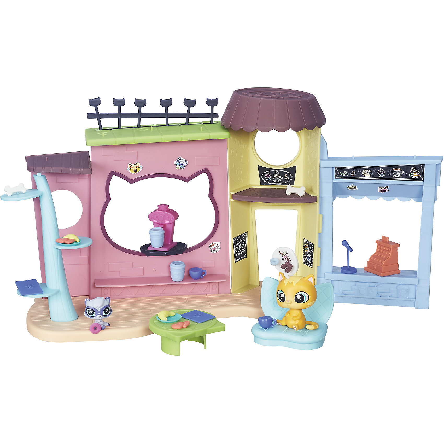 Игровой набор Кафе, Littlest Pet Shop Игровой набор Кафе, Littlest Pet ShopИгровой набор Кафе, Littlest Pet Shop<br><br>Характеристики:<br><br>• Возраст: от 3 лет<br>• Материал: пластик<br>• В наборе: 2 зверюшки, кафе, аксессуары, мебель<br><br>Кафе с героями любимого мультсериала «Маленький зоомагазинчик». Набор состоит из целого кафе, сделанного по мотивам настоящего. Ребенок сможет расставить мебель, украсить ее и создать собственный дизайн кафе. Маленькие герои из комплекта будут владельцами или посетителями по желанию малыша. Набор изготовлен из качественного и безопасного материала.<br><br>Игровой набор Кафе, Littlest Pet Shop можно купить в нашем интернет-магазине.<br><br>Ширина мм: 60<br>Глубина мм: 375<br>Высота мм: 276<br>Вес г: 634<br>Возраст от месяцев: 48<br>Возраст до месяцев: 120<br>Пол: Женский<br>Возраст: Детский<br>SKU: 4978225