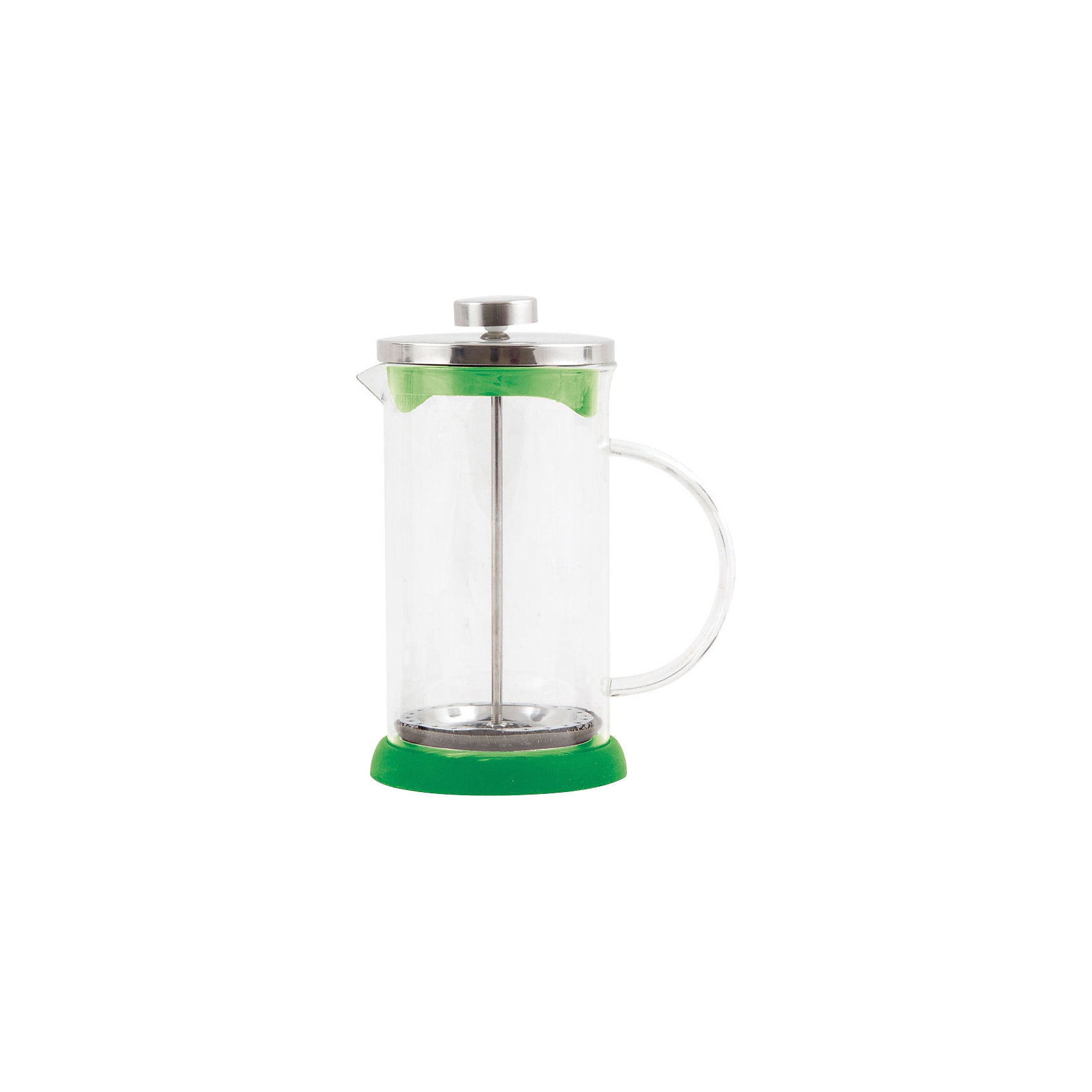 Кофе-пресс стеклянный GFP01-1000ML-G, Mallony, зеленый Кофе-пресс стеклянный GFP01-1000ML-G, Mallony, зеленыйЗаварить чай или подать кофе – кофе-пресс Mallony поможет в этом. Прозрачная стеклянная колба дает возможность увидеть насыщенный цвет чая, рассмотреть, как раскрываются чайные листья, набухают и отдают свой цвет, наполняя кухню ароматом свежеприготовленного напитка. После того, как чай настоится, специальный пресс опускается, листья плотно прижимаются ко дну чайника, чаинки не попадают в чашку.<br><br>Дополнительная информация:<br><br>Высота чайника: 22 см<br>Объем: 1 л<br><br>Материал: стекло, нержавеющая сталь, силикон, пластик.<br><br>Упаковка: цветная индивидуальная коробка.<br><br>Кофе-пресс стеклянный GFP01-1000ML-G, Mallony, зеленый можно купить в нашем интернет-магазине.<br><br>Ширина мм: 156<br>Глубина мм: 113<br>Высота мм: 208<br>Вес г: 599<br>Возраст от месяцев: 216<br>Возраст до месяцев: 1080<br>Пол: Унисекс<br>Возраст: Детский<br>SKU: 4989865