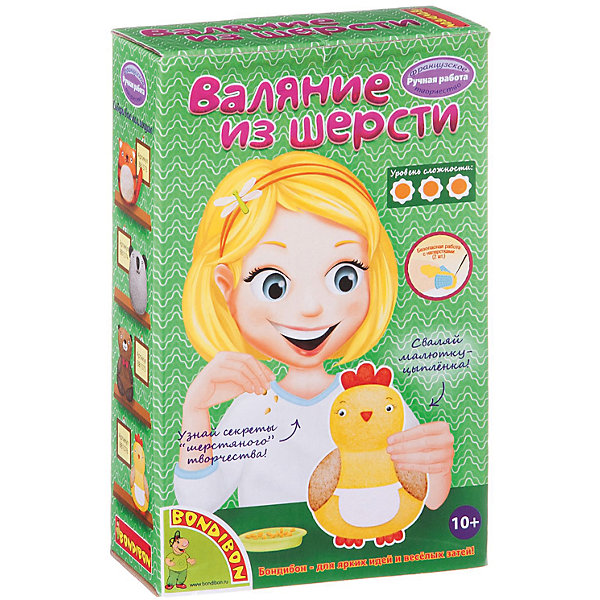 Валяние из шерсти Цыпленок Валяние из шерсти ЦыпленокШерсть<br>Набор для творчества валяние из шерсти торговой марки Bondibon Цыпленок подарит Вашему ребенку возможность заняться одним из уникальных видов творчества и создать милую игрушку в виде цыпленка. Шерсть - это экологически чистый материал, игрушки из нее получаются очень необычными и приятными на ощупь. Набор для творчества состоит из всего самого необходимого, включая подробную инструкцию, которая поможет освоить данный вид ручной работы с нуля. Увлекательный набор по созданию игрушки из шерсти поможет Вашему ребенку развить усидчивость, фантазию и творческие навыки.<br><br> Дополнительная информация:<br><br>- возраст: от 8 лет<br>- пол: для девочек<br>- комплект: шерсть, поролон, иголки, наперстки.<br>- размер упаковки: 13 * 5 * 20 см.<br>- упаковка: картонная коробка.<br>- количество иголок: 2.<br>- количество наперстков: 2.<br>- страна обладатель бренда: Бельгия.<br><br>Набор валяние из шерсти торговой марки Bondibon Цыпленок можно купить в нашем интернет-магазине<br><br>Ширина мм: 20<br>Глубина мм: 5<br>Высота мм: 13<br>Вес г: 138<br>Возраст от месяцев: 96<br>Возраст до месяцев: 144<br>Пол: Женский<br>Возраст: Детский<br>SKU: 4993278