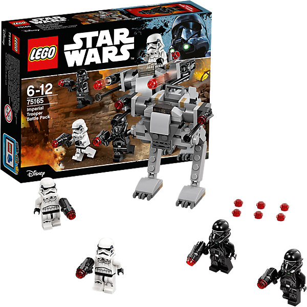 LEGO Star Wars 75165: Боевой набор Империи LEGO Star Wars 75165: Боевой набор ИмперииПластмассовые конструкторы<br>LEGO Star Wars 75165: Боевой набор Империи<br><br>Характеристики:<br><br>- в набор входит: имперский шагоход, 4 фигурки, аксессуары, инструкция<br>- состав: пластик<br>- количество деталей: 112<br>- примерное время сборки: 15 минут<br>- размер шагохода: 8 * 10 * 8 см.<br>- для детей в возрасте: от 6 до 12 лет<br>- Страна производитель: Дания/Китай/Чехия/<br><br>Легендарный конструктор LEGO (ЛЕГО) представляет серию «Звездные Войны» с героями одноименных фильмов. В этом наборе штурмовики заняты обороной военной базы по мотивам фильма “Изгой-один. Звёздные войны: Истории”. Четыре фигурки штурмовиков из набора облачены в черную и белую униформу. Отлично проработанные детали фигурок и шлемов добавляют реалистичности, сами шлемы снимаются и можно увидеть лица клонов. У каждого имперского штурмовика есть свой бластер с усиленной огневой мощью, бластеры оснащены небольшим механизмом и стреляют деталями, в набор входят запасные детали. Шагоход изготовлен из уникальных деталей и имеет место только для одного штурмовика. Небольшая деталь-стекло защищает управляющего шагоходом, а бластеры установленные на нем также могут стрелять. Защищай секреты Галактической Империи, и не дай повстанцам захватить чертежи!<br><br>Конструктор LEGO Star Wars 75165: Боевой набор Империи можно купить в нашем интернет-магазине.<br><br>Ширина мм: 196<br>Глубина мм: 142<br>Высота мм: 45<br>Вес г: 116<br>Возраст от месяцев: 72<br>Возраст до месяцев: 144<br>Пол: Мужской<br>Возраст: Детский<br>SKU: 5002383