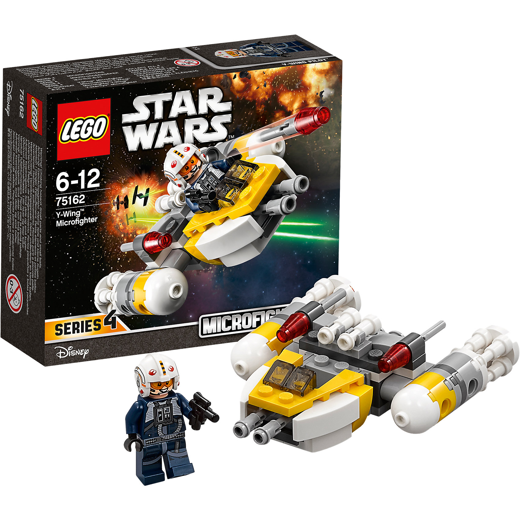 LEGO Star Wars 75162: Микроистребитель типа Y LEGO Star Wars 75162: Микроистребитель типа YПластмассовые конструкторы<br>LEGO Star Wars 75162: Микроистребитель типа Y<br><br>Характеристики:<br><br>- в набор входит: детали истребителя, 1 фигурка, аксессуары, инструкция<br>- состав: пластик<br>- количество деталей: 90<br>- примерное время сборки: 25 минут<br>- размер истребителя: 10 * 3 * 8 см.<br>- для детей в возрасте: от 6 до 12 лет<br>- Страна производитель: Дания/Китай/Чехия/<br><br>Легендарный конструктор LEGO (ЛЕГО) представляет серию “Звездные Войны” с героями одноименных фильмов. В набор входит Микроистребитель и фигурка пилота-повстанца. Отличная детализация комбинезона пилота добавляет фигурке реалистичности, а аксессуары в виде шлема с встроенными наушниками и бластера помогут выполнить даже самую сложную миссию. Пилот имеет два выражения лица и нарисованные средства связи и очки пилота. Судьба микроистребителя связана с событиями фильма “Изгой-один. Звёздные войны: Истории”. Истребитель-бомбирдировщик оснащен фронтальными пушками и двумя системами запуска ракет в средней части корпуса. Ракеты с пружинным механизмом позволяют запускать их в процессе игры. Пилот отлично вмещается в свою кабину, оснащенную двумя прозрачными деталями изображающими небольшое стекло. Два больших двигателя выглядят очень реалистично и состоят из нестандартных круглых лего-деталей, прозрачные красные части имитируют работу двигателя. Присоединись к команде повстанцев и совершенствуй свою силу. <br><br>Конструктор LEGO Star Wars 75162: Микроистребитель типа Y можно купить в нашем интернет-магазине<br><br>Ширина мм: 144<br>Глубина мм: 124<br>Высота мм: 50<br>Вес г: 88<br>Возраст от месяцев: 72<br>Возраст до месяцев: 144<br>Пол: Мужской<br>Возраст: Детский<br>SKU: 5002386