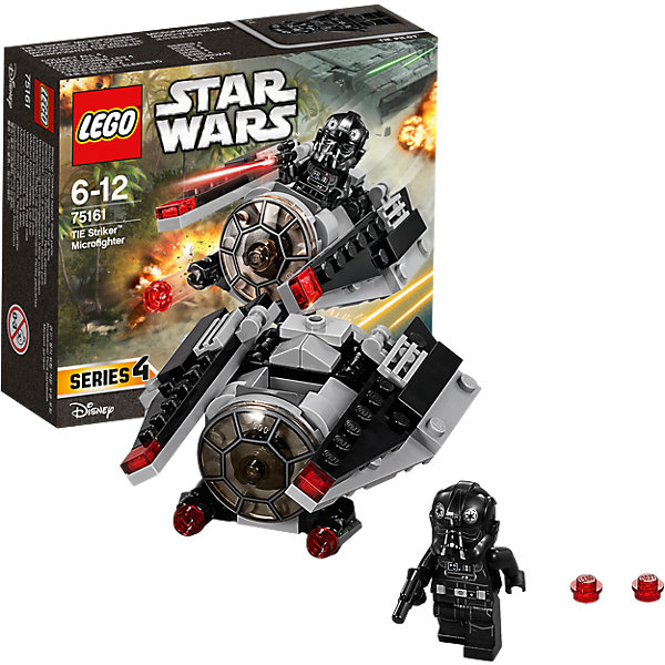 LEGO Star Wars 75161: Микроистребитель-штурмовик TIE LEGO Star Wars 75161: Микроистребитель-штурмовик TIEКонструкторы Лего<br>LEGO Star Wars 75161: Микроистребитель-штурмовик TIE<br><br>Характеристики:<br><br>- в набор входит: детали истребителя, 1 фигурка, аксессуары, инструкция<br>- состав: пластик<br>- количество деталей: 88<br>- примерное время сборки: 25 минут<br>- размер истребителя: 8 * 4 * 9 см.<br>- для детей в возрасте: от 6 до 12 лет<br>- Страна производитель: Дания/Китай/Чехия<br><br>Легендарный конструктор LEGO (ЛЕГО) представляет серию “Звездные Войны” с героями одноименных фильмов. В набор входит Микроистребитель, фигурка имперского пилота, бластер. Отличная детализация костюма пилота добавляет фигурке реалистичности, а шикарный шлем выглядит точь-в-точь как в фильмах. Микроистребитель-штурмовик создан по мотивам фильма “Изгой-один. Звёздные войны: Истории”. Корабль выполнен в черном цвете и по форме и детализации очень схож с моделью фильма. Передние бластеры оснащены механизмом и стреляют снарядами, в наборе имеются запасные, также на крыльях красными прозрачными деталями отмечены дополнительное оружие. Крылья поворачиваются для маневренности истербителя. Небольшие красные детали на крыльях симулируют работу двигателя и выглядят очень гармонично. Опасный микроистребитель-штурмовик Темной Стороны силы противостоит повстанцам и не позволит им добраться до чертежей Звезды Смерти.<br><br>Конструктор LEGO Star Wars 75161: Микроистребитель-штурмовик TIE можно купить в нашем интернет-магазине.<br><br>Ширина мм: 144<br>Глубина мм: 121<br>Высота мм: 48<br>Вес г: 99<br>Возраст от месяцев: 72<br>Возраст до месяцев: 144<br>Пол: Мужской<br>Возраст: Детский<br>SKU: 5002387
