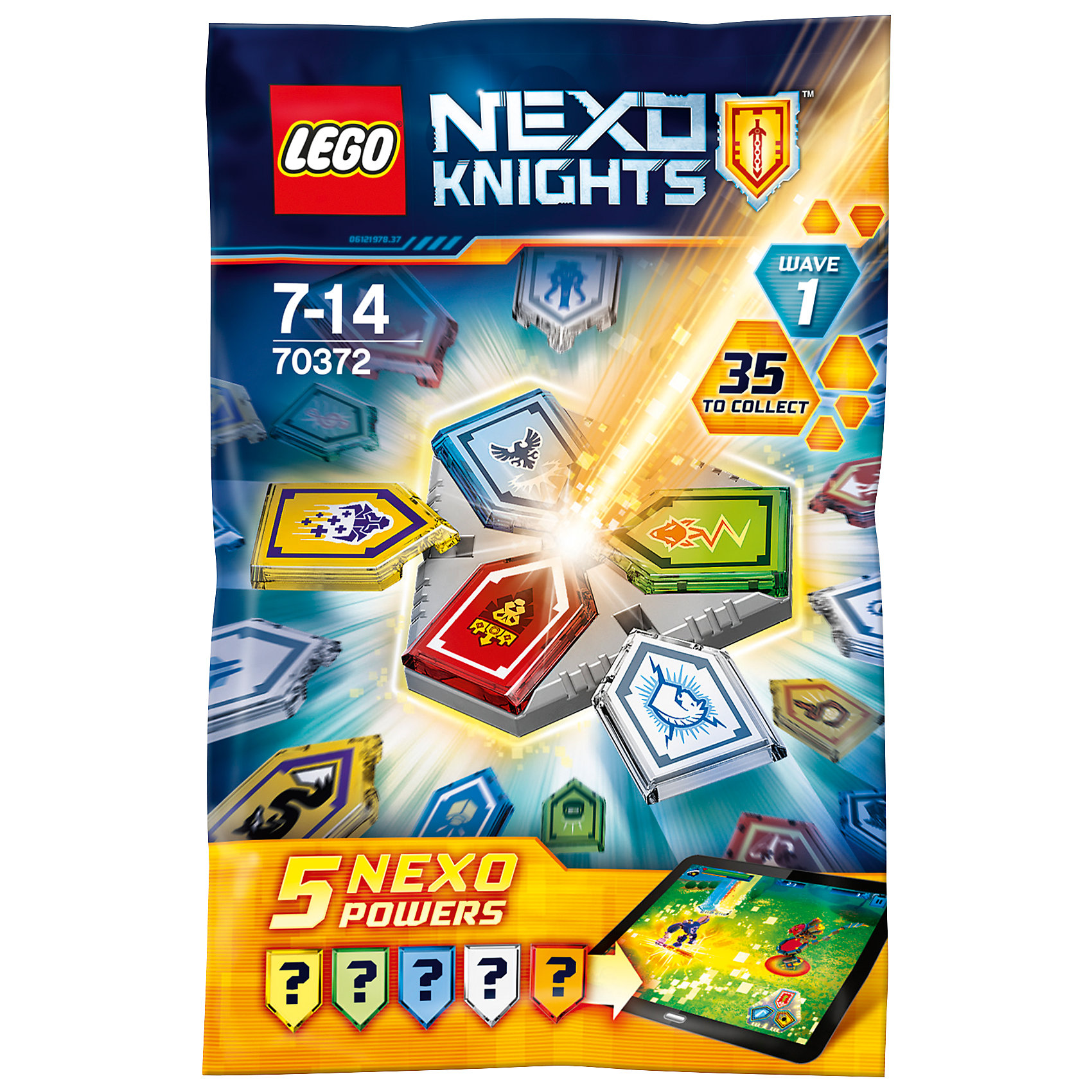 LEGO NEXO KNIGHTS 70372: Комбо NEXO Силы - 1 полугодие LEGO NEXO KNIGHTS 70372: Комбо NEXO Силы - 1 полугодиеПластмассовые конструкторы<br>LEGO NEXO KNIGHTS 70372: Комбо NEXO Силы - 1 полугодие<br><br>Характеристики:<br><br>- в набор входит: 5 защитных сил, щит, красочная инструкция<br>- состав: пластик<br>- количество деталей: 10<br>- высота доспеха: 9 см.<br>- для детей в возрасте: от 7 до 14 лет<br>- Страна производитель: Дания/Китай/Чехия<br><br>Легендарный конструктор LEGO (ЛЕГО) представляет серию «NEXO KNIGHTS» (Нэксо Найтс) по сюжету одноименного мультсериала. Серия понравится любителям средневековья благодаря рыцарям, принцессам, монстрам и ужасным злодеям. Первая волна из тридцати пяти Нексо сил 2017 года уже здесь! Всего существует больше трехсот различных сил, которые помогут рыцарям в битве. Силы нужны для использования в приложении LEGO NEXO KNIGHTS МЕРЛОК 2.0 и прохождения игры про новые приключения рыцарей. На этот раз им противостоят каменные монстры с Монстроксом во главе. Можно сканировать силы в приложение по одной, а можно скомбинировать три силы с помощью щита на свое усмотрение и получить уникальную силу. Цвет Нексо силы соответствует рыцарям по цвету доспеха, в каждом пакетике по одной Нексо силе на каждого из рыцарей. Собрав шесть щитов можно собрать шар с силами. Какие силы попадутся в этом пакетике-сюрпризе не известно, остается только открыть его! Помогай рыцарям бороться с каменными монстрами с помощью прогресса и невероятной Нексо силы!<br><br>Детали LEGO NEXO KNIGHTS 70372: Комбо NEXO Силы - 1 полугодие можно купить в нашем интернет-магазине.<br><br>Ширина мм: 90<br>Глубина мм: 10<br>Высота мм: 140<br>Вес г: 17<br>Возраст от месяцев: 84<br>Возраст до месяцев: 168<br>Пол: Мужской<br>Возраст: Детский<br>SKU: 5002412