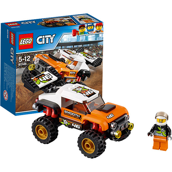 LEGO City 60146: Внедорожник каскадера LEGO City 60146: Внедорожник каскадераПластмассовые конструкторы<br>LEGO City 60146: Внедорожник каскадера<br><br>Характеристики:<br><br>- в набор входит: детали внедорожника, наклейки для оформления, минифигурка, инструкция<br>- состав: пластик<br>- количество деталей: 91<br>- приблизительное время сборки: 20 минут<br>- размер коробки: 15 * 6 * 14 см.<br>- размер внедорожника: 12 * 6 * 6 см.<br>- для детей в возрасте: от 5 до 12 лет<br>- Страна производитель: Дания/Китай/Чехия<br><br>Легендарный конструктор LEGO (ЛЕГО) представляет серию «City» (Сити) в виде деталей жизни большого города, в котором есть абсолютно все. Серия делает игры еще более настоящими, благодаря отличным аксессуарам. Каскадерские трюки очень популярны в лего сити. Этот яркий внедорожник со спортивным дизайном побеждает на экстремальных соревнованиях каскадеров и участвует в популярных фильмах. Очень интересные детали крыши кабины, спойлера и выхлопной трубы выделяют внедорожник этого набора. Датели отлично смотрятся как на этой модели, так и на будущих самодельных вариантах средств передвижения. Кабина водителя защищена прочными стеклами. Сам каскадер отлично детализирован и качественно прорисован. Его оранжево-черный костюм отлично сочетается со шлемом безопасности. Стекло шлема поднимается и опускается, а сам шлем можно снимать. Этот интересный набор отлично подойдет как новичкам Лего, так и преданным фанатам и коллекционерам серии. Моделируй разные истории и ситуации в Лего Сити, а в процессе игры развивай творческие способности и претворяй свои идеи в жизнь.<br><br>Конструктор LEGO City 60146: Внедорожник каскадера можно купить в нашем интернет-магазине.<br><br>Ширина мм: 162<br>Глубина мм: 142<br>Высота мм: 63<br>Вес г: 164<br>Возраст от месяцев: 60<br>Возраст до месяцев: 144<br>Пол: Мужской<br>Возраст: Детский<br>SKU: 5002462