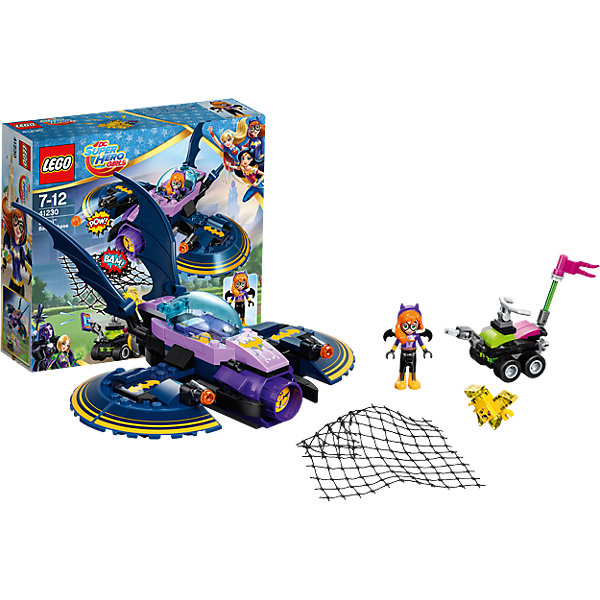 LEGO DC Super Girls 41230: Бэтгёрл: погоня на реактивном самолёте LEGO DC Super Girls 41230: Бэтгёрл: погоня на реактивном самолётеПластмассовые конструкторы<br>LEGO DC Super Girls 41230: Бэтгёрл: погоня на реактивном самолёте<br><br>Характеристики:<br><br>- в набор входит: детали двух транспортных средств, 2 фигурки; аксессуары; инструкция по сборке<br>- фигурки набора: Бэтгёрл, Криптомин<br>- состав: пластик<br>- количество деталей: 93 <br>- размер Бэтолета: 17 * 9 * 17 см.<br>- размер машинки: 7 * 6 * 3 см.<br>- для детей в возрасте: от 5 до 12 лет<br>- Страна производитель: Дания/Китай/Чехия<br><br>Легендарный конструктор LEGO (ЛЕГО) представляет серию «DC Super Girls» (ДиСи Супер Гёрлс) по сюжетам фильмов и мультфильмов о супергероинях. <br><br>Этот набор понравится любителям короткометражных мультфильмов компании Warner Brothers DC Super Girls (ДиСи Супер Гёрлс). Фигурка Бэтгёрл отлично проработана, ее рельефные волосы уложены в красивую прическу, на голове снимающийся ободок с ушами летучей мыши. Ее наряд очень удобен для работы – черные штаны, фиолетовая кофта и ботинки на шнурках. Фигурка может двигать головой, руками, торсом и принимать сидячее положение. Мощный Бэтолет девушки оснащен двумя полукруглыми крыльями-турбинами, чтобы он мог приземляться не хуже вертолета. <br><br>Два передних бластера на механизме стреляют снарядами в злодея Криптомина. Передняя пушка предназначена для выброса сетки. Кабина выкрашена в лиловый цвет и закрывается прозрачной деталью для обесепечения безопасности пилота. Два крыла летучей мыши повышают аэродинамические свойства судна. Злодей Криптомин украл важную информацию о преступниках и скрылся на своем багги. Багги оснащен управляемой железной рукой для похищения вещей. Помоги Бэтгёрл одержать верх над Криптомином! <br><br>Играя с конструктором ребенок развивает моторику рук, воображение и логическое мышление, научится собирать по инструкции и создавать свои модели. Придумывайте новые истории любимых героев с набором LEGO «DC Super Girls»!<br><br>Конструктор LEGO DC Super Girls 41230: Бэтгёрл: погоня на реактивном самолёте можно купить в нашем интернет-магазине.<br><br>Ширина мм: 206<br>Глубина мм: 188<br>Высота мм: 65<br>Вес г: 288<br>Возраст от месяцев: 84<br>Возраст до месяцев: 144<br>Пол: Женский<br>Возраст: Детский<br>SKU: 5002476