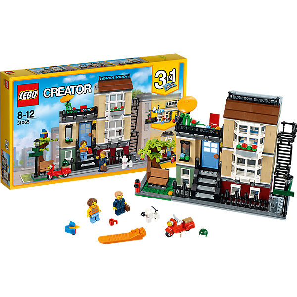 LEGO Creator 31065: Домик в пригороде LEGO Creator 31065: Домик в пригородеПластмассовые конструкторы<br>LEGO Creator 31065: Домик в пригороде<br><br>Характеристики:<br><br>- в набор входит: детали для дома, 2 минифигурки, аксессуары, красочная инструкция<br>- состав: пластик<br>- количество деталей: 566<br>- размер таунхауса: 24 * 7 * 20 см.<br>- размер городского кафе: 24 * 8 * 11 см.<br>- размер пригородного дома: 16 * 12 * 16 см.<br>- для детей в возрасте: от 7 до 12 лет<br>- Страна производитель: Дания/Китай/Чехия<br><br>Легендарный конструктор LEGO (ЛЕГО) представляет серию «Creator» (Криэйтор), которая позволяет детям экспериментировать с домами, машинами, самолетами и существами. Каждый набор этой серии подразумевает перестройку тремя разными способами убирая ограничения веселья! Набор Домик в пригороде придет по вкусу строителям зданий и любителям городских пейзажей. Большой трехэтажный таунхаус, расположенный в самом центре города возле небольшого парка, удобно закрывается. Этажи дома выполнены в разных цветах, а внутри дома имеется необходимая мебель. Первый этаж оборудован под гостиную с камином, диванчиком и большим телевизором, второй этаж оборудован под кухню и через него можно войти через открывающуюся дверь. На третьем этаже расположена спальня с большой кроватью и выходом на крышу, где стоит небольшой столик, стульчик и зонтик от солнца. При закрытии домика спальная комната закрывается деталью-стеклом, отгораживающей уличное пространство крыши и оставляя превосходный вид из окна для героев. Таунхаус можно перестроить в пригородное кафе с изящными арками и колоннами. Кафе окружено цветами и имеет неповторимую атмосферу спокойствия. Или можно построить из деталей набора пригородный домик с оранжереей и благоухающими цветами. Цвета деталей ЛЕГО отлично подобраны и они формируют прекрасные здания с разделением этажей по цветам. Уникальные детали окон позволяют строить окна разных стилей, а также оранжереи. Минифигурки набора выполнены очень качественно и отлично прорисованы. В набор входит скутер со шлемом для поездок на работу и фигурка пуделя. Играя с конструктором ребенок развивает моторику рук, воображение и логическое мышление, научится собирать по инструкции и создавать свои модели. <br><br>Конструктор LEGO Creator 31065: Домик в пригороде можно купить в нашем интернет-магазине<br><br>Ширина мм: 481<br>Глубина мм: 283<br>Высота мм: 68<br>Вес г: 1046<br>Возраст от месяцев: 96<br>Возраст до месяцев: 144<br>Пол: Унисекс<br>Возраст: Детский<br>SKU: 5002532