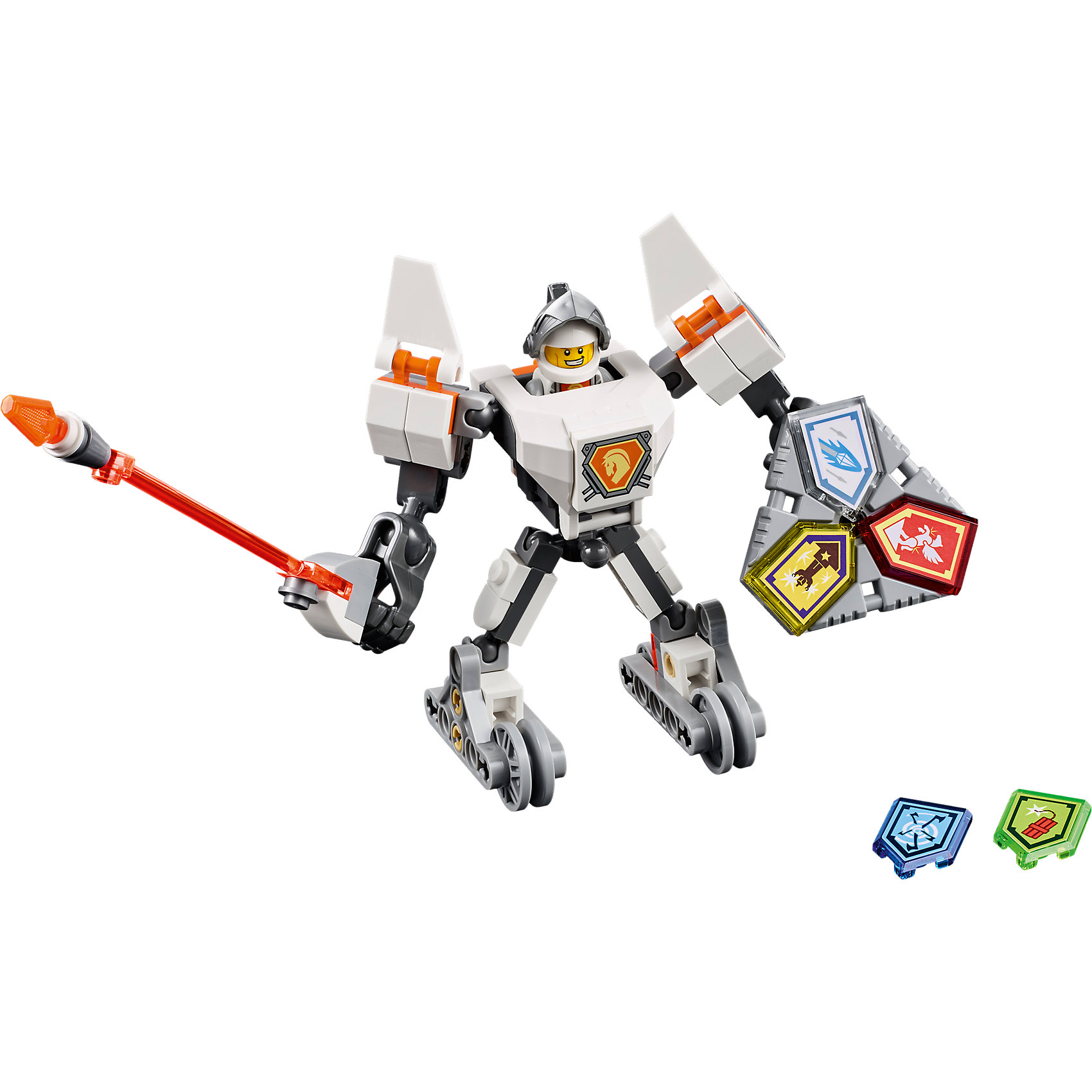 LEGO NEXO KNIGHTS 70366: Боевые доспехи Ланса LEGO NEXO KNIGHTS 70366: Боевые доспехи ЛансаПластмассовые конструкторы<br>LEGO NEXO KNIGHTS 70366: Боевые доспехи Ланса<br><br>Характеристики:<br><br>- в набор входит: доспехи, фигурка, 5 защитных сил, красочная инструкция<br>- состав: пластик<br>- количество деталей: 83<br>- размер коробки: 20 * 5,5 * 19 см.<br>- высота доспеха: 9 см.<br>- для детей в возрасте: от 7 до 14 лет<br>- Страна производитель: Дания/Китай/Чехия<br><br>Легендарный конструктор LEGO (ЛЕГО) представляет серию «NEXO KNIGHTS» (Нэксо Найтс) по сюжету одноименного мультсериала. Серия понравится любителям средневековья благодаря рыцарям, принцессам, монстрам и ужасным злодеям. Рыцарь Ланс получает свои новые боевые доспехи. Прекрасное сочетание темно-серого, белого и оранжевого цветов отлично ему подходят. Доспех на шарнирах и позволяет рыцарю свободно двигать руками и ногами в плечах, локтях, коленях, бедрах и торсе. Прочный щит содержит сразу три силы, а надежное и яркое копье станет отличным помощников в битве.Изображенный на груди герб Ланса является особенностью доспеха, так как ранее он не изображался. Фигурка Ланса входит в комплект и отлично детализирована. Съемный шлем выглядит очень правдоподобно. К доспеху можно прикрепить детали от турнирной машины Ланса от LEGO NEXO KNIGHTS. Помогай рыцарям бороться с каменными монстрами с помощью прогресса и невероятной Нексо силы!<br><br>Конструктор LEGO NEXO KNIGHTS 70366: Боевые доспехи Ланса можно купить в нашем интернет-магазине.<br><br>Ширина мм: 209<br>Глубина мм: 185<br>Высота мм: 50<br>Вес г: 121<br>Возраст от месяцев: 84<br>Возраст до месяцев: 168<br>Пол: Мужской<br>Возраст: Детский<br>SKU: 5002548