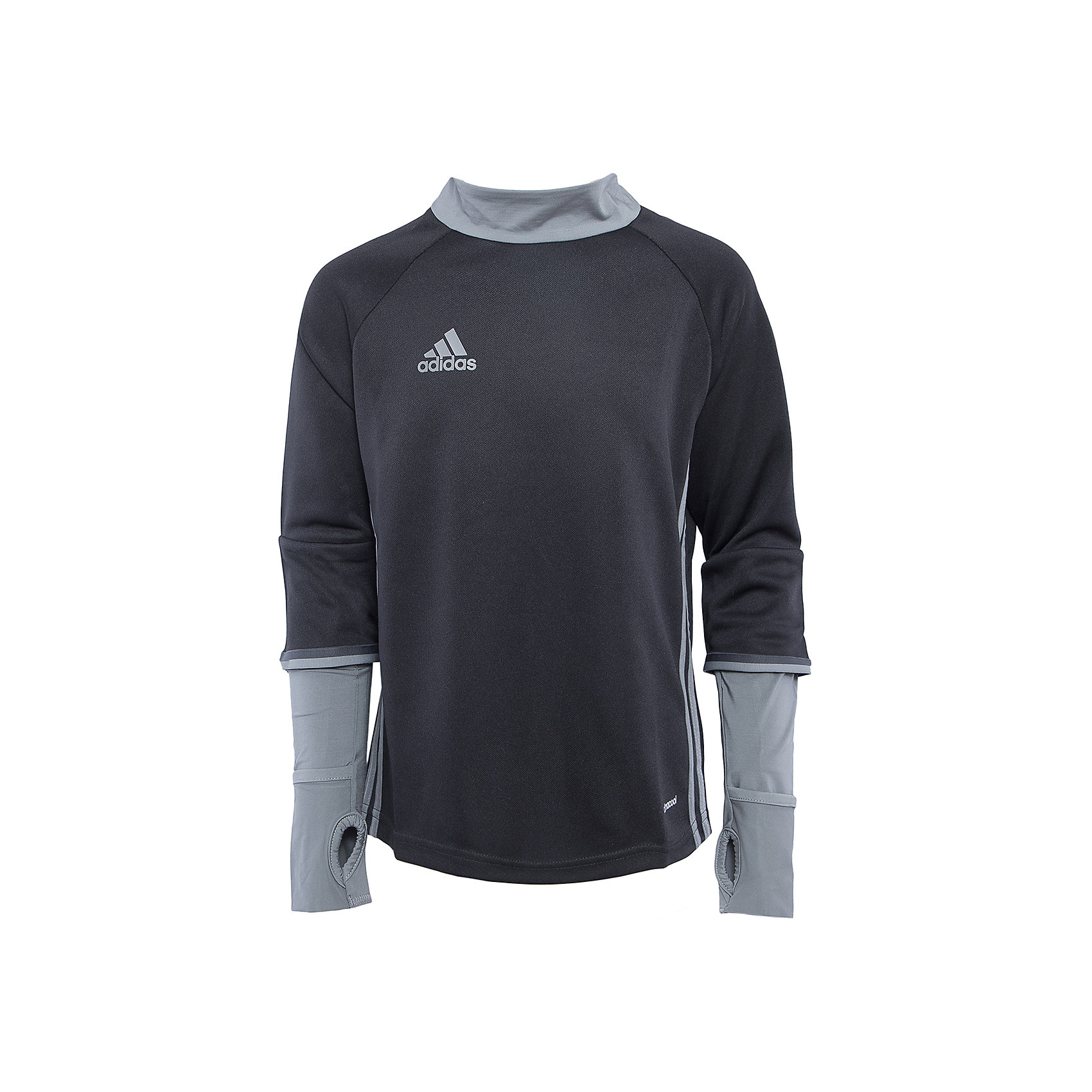 Джемпер Condivo 16 adidas Джемпер Condivo 16 adidasСпортивная форма<br>Джемпер Аdidas (Адидас).<br><br>Характеристики:<br><br>• Цвет: черный, серый<br>• 100% полиэстер (плотный трикотаж); нижняя часть рукавов и перчатки: 80% полиэстер / 20% эластан (тонкий трикотаж).<br>• Технология climacool® сохраняет приятные ощущения прохлады и свежести благодаря специальным сетчатым вставкам<br>• Эластичный воротник-стойка; <br>• Плотные рукава-реглан с прилегающей нижней частью<br>• Вшитые перчатки; отверстия для больших пальцев; <br>• Технологичная сетка; функциональная плетеная ткань<br>• Эта модель — часть экологической программы adidas: использованы технологии, сберегающие природные ресурсы; каждая нить имеет значение: переработанный полиэстер сохраняет природные ресурсы и уменьшает отходы производства<br>• Приталенный крой<br><br>Джемпер Adidas (Адидас) – это специальный джемпер для тренировок и спортивных игр на воздухе. Технология climacool® дарит ощущение свежести, даже когда становится жарко, а плотные рукава длиной 3/4 плотно прилегают к телу, сохраняя тепло. Модель выполнена в черном цвете с серыми рукавами и воротником. Приталенный крой, эластичный воротник-стойка, вшитые перчатки, отверстия для больших пальцев – все это разработано для комфорта во время игр и тренировок. Настоящие футболисты тренируются круглый год. Теперь ты сможешь тренироваться в любую погоду.<br><br>Джемпер Adidas (Адидас), можно купить в нашем интернет – магазине.<br><br>Ширина мм: 190<br>Глубина мм: 74<br>Высота мм: 229<br>Вес г: 236<br>Цвет: синий<br>Возраст от месяцев: 84<br>Возраст до месяцев: 96<br>Пол: Мужской<br>Возраст: Детский<br>Размер: 164,140,128,152<br>SKU: 5003585