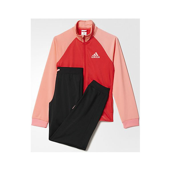 Спортивный костюм Separates adidas Спортивный костюм Separates adidasСпортивная форма<br>Костюм спортивный Аdidas (Адидас).<br><br>Характеристики:<br><br>• Цвет: розовый, черный.<br>• Состав: 100% полиэстер.<br>• Материал: трикотаж.<br>• Олимпийка: передние прорезные карманы; застежка на молнию; воротник-стойка; рукава реглан; рифленые манжеты<br>• Брюки: боковые карманы; рифленый пояс на регулируемых завязках-шнурках; рифленые манжеты<br>• Зауженный крой брюк.<br><br>Комфортный костюм для юной спортсменки. Модель выполнена из гладкого трикотажа. Костюм состоит из толстовки и брюк. Толстовка с застежкой на молнии, воротником-стойкой и передними карманами, рукава реглан, рифленые манжеты. Зауженные брюки с боковыми карманами и контрастными завязками, рифлеными манжетами на брючинах. В таком спортивном костюме ваша девочка будет чувствовать себя удобно и комфортно на занятиях спортом и в повседневной жизни.<br><br>Костюм спортивный Adidas (Адидас), можно купить в нашем интернет – магазине.<br><br>Ширина мм: 247<br>Глубина мм: 16<br>Высота мм: 140<br>Вес г: 225<br>Цвет: розовый<br>Возраст от месяцев: 168<br>Возраст до месяцев: 180<br>Пол: Женский<br>Возраст: Детский<br>Размер: 170,152,164<br>SKU: 5003604