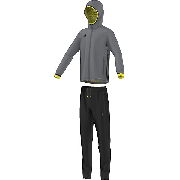 Спортивный костюм Condivo 16 Presentation Suit adidas Спортивный костюм Condivo 16 Presentation Suit adidasСпортивная форма<br>Костюм спортивный Аdidas (Адидас).<br><br>Характеристики:<br><br>• Цвет: серый, черный.<br>• Куртка: 100% полиэстер, брюки: 100% полиэстер (футер), подкладка: 100% переработанный полиэстер (сетка).<br>• Материал: трикотаж.<br>• Куртка с капюшоном для защиты от ветра на молнии.<br>• Технология climacool® сохраняет приятные ощущения прохлады и свежести благодаря специальным сетчатым вставкам<br>• Куртка: карманы на молнии, застежка на молнию, капюшон, контрастная эластичная окантовка капюшона и рукавов, сетчатые вставки, обработанные лазером, на спине<br>• Брюки: карманы на молнии, пояс на регулируемых завязках-шнурках, молнии на щиколотках, эластичные манжеты<br>• Зауженный крой брюк.<br><br>Комфортный костюм для юных спортсменов. Спортивный костюм с сетчатой подкладкой дополнен технологией climacool®, которая помогает отводить излишки тепла от тела. Куртка с капюшоном для защиты ветра от ветра. На куртке карманы на молниях, застежка на молнию. Капюшон и рукава декорированы контрастной эластичной окантовкой. На спине сетчатые вставки, обработанные лазером. Технология climacool® сохраняет приятные ощущения прохлады и свежести благодаря специальным сетчатым вставкам. Брюки: карманы на молнии, пояс на регулируемых завязках-шнурках, молнии на щиколотках, эластичные манжеты.<br> В таком спортивном костюме ваш ребенок будет чувствовать себя удобно и комфортно на занятиях спортом и в повседневной жизни.<br>Пусть ваши дети занимаются спортом с комфортом!<br><br>Костюм спортивный Adidas (Адидас), можно купить в нашем интернет – магазине.<br><br>Ширина мм: 247<br>Глубина мм: 16<br>Высота мм: 140<br>Вес г: 225<br>Цвет: черный<br>Возраст от месяцев: 84<br>Возраст до месяцев: 96<br>Пол: Мужской<br>Возраст: Детский<br>Размер: 128,164,140,152<br>SKU: 5003618