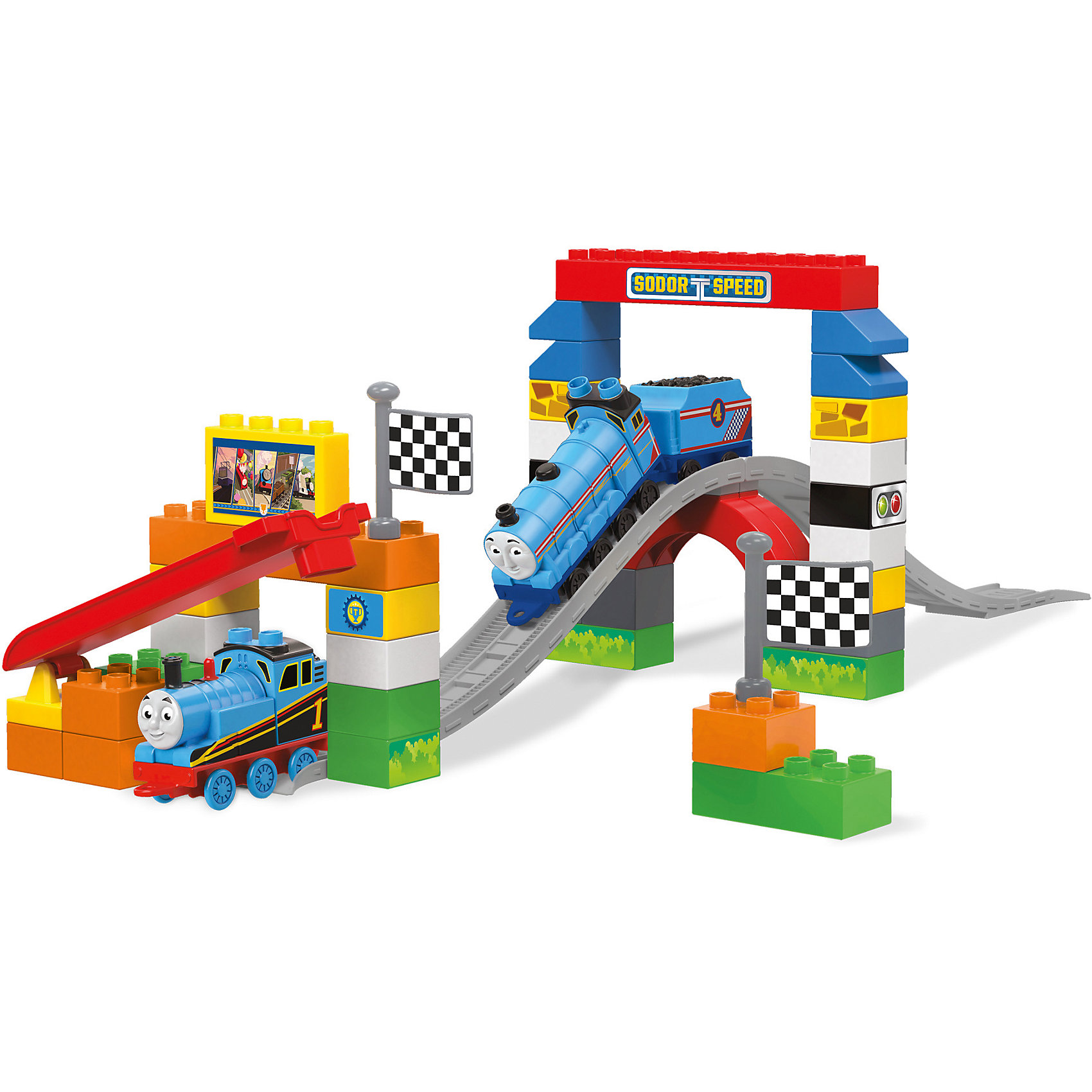 Большая гонка Томаса, Томас и его друзья, MEGA BLOKS Большая гонка Томаса, Томас и его друзья, MEGA BLOKSПластмассовые конструкторы<br>Гонки завораживают всем мальчиков с раннего детства. Новая игрушка позволяет построить гоночную трассу самостоятельно и украсить ее тематическими стикерами. Большая гонка представляет собой трассу, по которой можно пустить прокатиться Томаса и его друзей со стартовой площадки. Игрушка упакована в удобную переносную сумку, которая обеспечивает компактное хранение. Материалы, использованные при изготовлении игрушек, полностью безопасны для детей и отвечают всем требованиям по качеству.<br><br>Дополнительная информация: <br><br>цвет: разноцветный;<br>количество деталей: 58;<br>возраст: 2-5 лет;<br>материал: пластик.<br><br>Большую гонку Томаса, Томас и его друзья, MEGA BLOKS от компании Mattel можно приобрести в нашем магазине.<br><br>Ширина мм: 85<br>Глубина мм: 405<br>Высота мм: 290<br>Вес г: 1120<br>Возраст от месяцев: 24<br>Возраст до месяцев: 60<br>Пол: Мужской<br>Возраст: Детский<br>SKU: 5004460