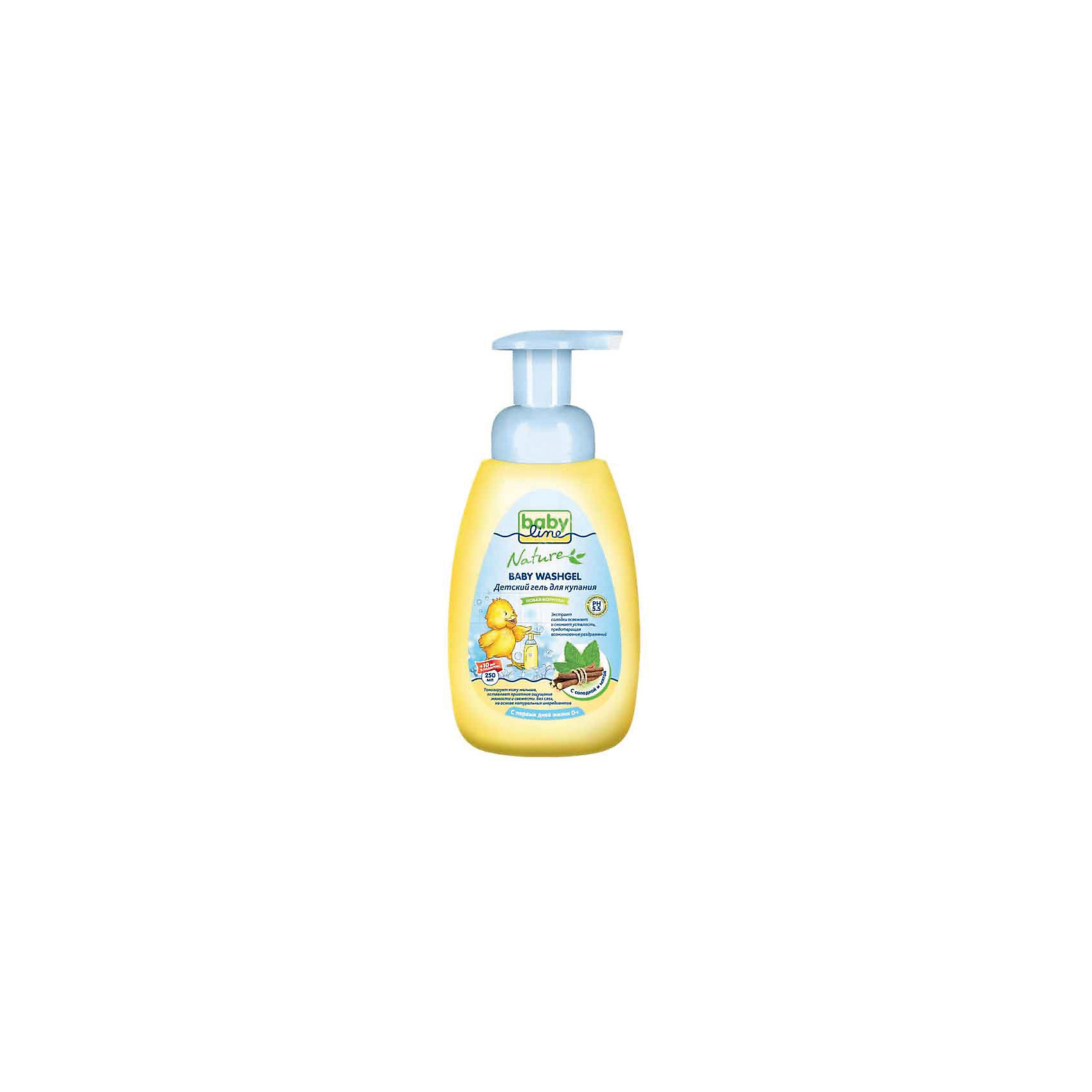 Гель для купания с мятой и солодкой с дозатором 260 мл., BABYLINE Гель для купания с мятой и солодкой с дозатором 260 мл., BABYLINEКупание малыша<br>Гель для купания с мятой и солодкой подходит для малышей с рождения. Экстракты мяты и солодки снимут раздражение, воспаление и успокоят кроху перед сном. Гель не вызывает аллергии и подойдет даже для чувствительной кожи. Удобный дозатор поможет набрать нужное количество геля, не отвлекаясь от ребенка. Позаботьтесь о коже малыша с гелем для купания от BabyLine!<br><br>Дополнительная информация:<br>Объем: 260 мл<br>Возраст: с рождения<br>Состав: вода, лаурилсульфат натрия, лауроамфоацетат натрия, кокамидопропилбетаин, лаурилсаркозинат натрия, лаурилглютомат натрия, натрия пирролидонкарбонат, экстракт корня солодки, экстракт мяты, парфюмерная композиция, лимонная кислота.<br><br>Гель для купания с мятой и солодкой BabyLine(Бэби Лайн) можно купить в нашем интернет-магазине.<br><br>Ширина мм: 70<br>Глубина мм: 50<br>Высота мм: 151<br>Вес г: 355<br>Возраст от месяцев: 0<br>Возраст до месяцев: 36<br>Пол: Унисекс<br>Возраст: Детский<br>SKU: 5007640