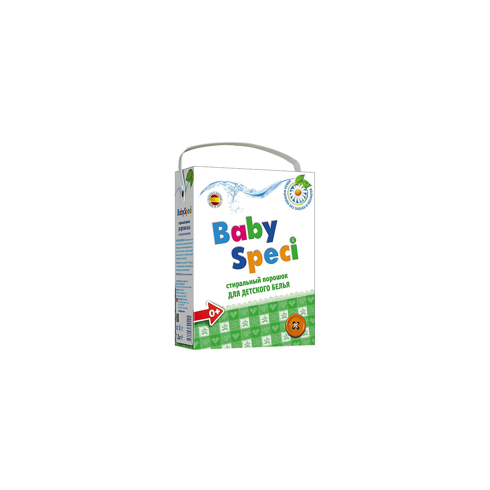 Стиральный порошок 1800 гр., Baby Speci Стиральный порошок 1800 гр., Baby SpeciБытовая химия<br>Стиральный порошок 1800 гр. от немецкого производителя чистящих средств для детей Baby Speci (Бейби Спеки). Впустите атмосферу свежести и чистоты в ваш дом! Этот порошок прекрасно справляется с удалением естественных загрязнений. Порошок гиппоалергенен, подойдет для стирки детского белья с самого рождения. Подходит в использовании для белого и цветного белья. Легкий, приятный запах порошка останется со свежевыстиранным бельем.<br><br>Дополнительная информация:<br><br>- Объем: 1800 гр.<br><br>Стиральный порошок 1800 гр., Baby Speci (Бейби Спеки) можно купить в нашем интернет-магазине.<br>Подробнее:<br>Для детей в возрасте: от 0 лет Номер товара: 5008288<br>Страна производитель: Германия<br><br>Ширина мм: 300<br>Глубина мм: 100<br>Высота мм: 50<br>Вес г: 1800<br>Возраст от месяцев: 0<br>Возраст до месяцев: 36<br>Пол: Унисекс<br>Возраст: Детский<br>SKU: 5008288