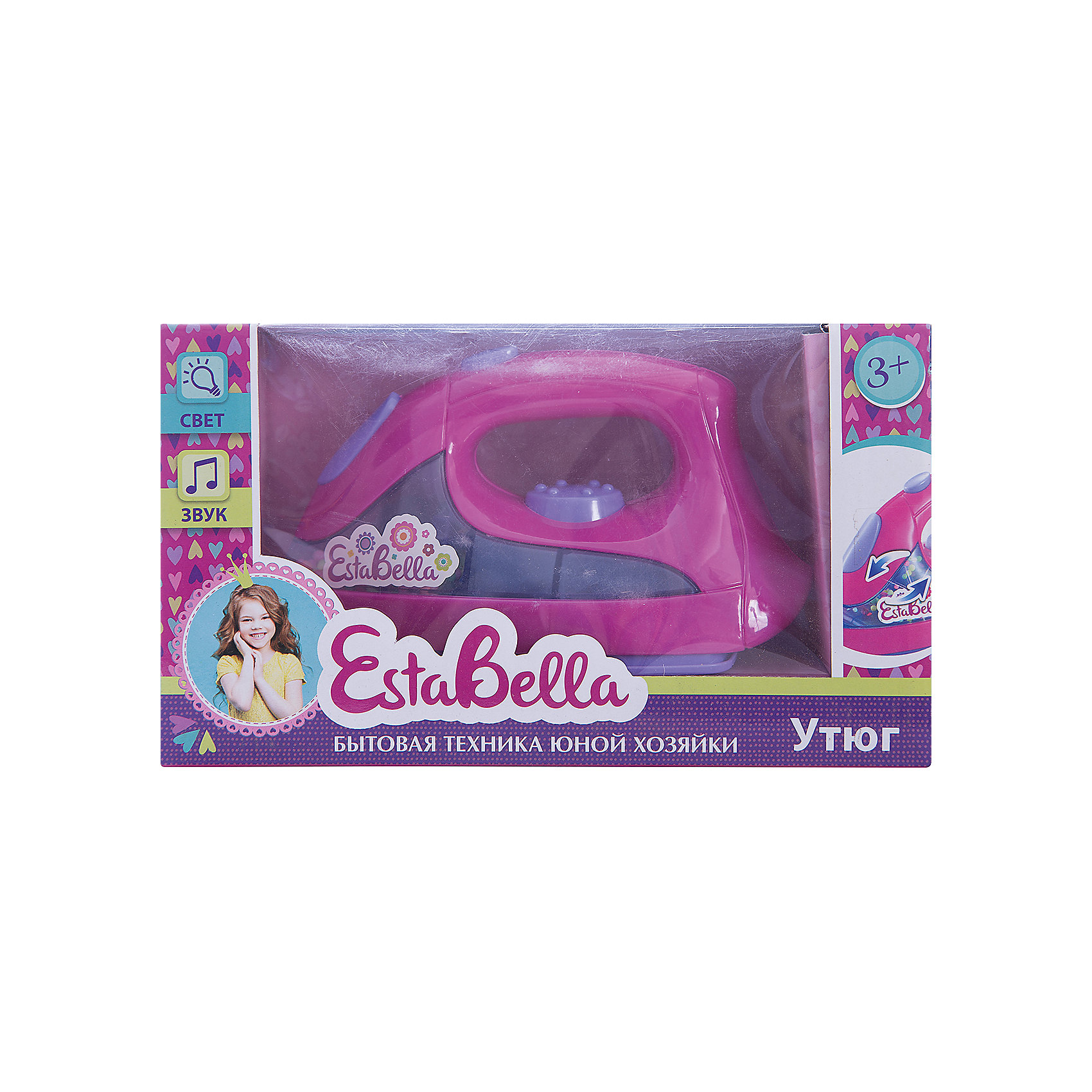 Игрушка Утюг DeLuxe , EstaBella Игрушка Утюг DeLuxe , EstaBellaИгрушечная бытовая техника<br>Игрушка Утюг DeLuxe, EstaBella (Эстабелла).<br><br>Характеристики:<br><br>• световые и звуковые эффекты<br>• полностью безопасен для ребенка<br>• материал: пластик<br>• вес: 255 грамм<br>• размер упаковки: 13х9х22 см<br><br>Утюг EstaBella (Эстабелла) - копия настоящего утюга. Он имеет несколько кнопок и удобную для ребенка ручку. Яркие лампочки, забавные мелодии и различные программы сделают игру еще более интереснее! После этой игрушки девочка с радостью будет помогать маме гладить.<br><br>Вы можете купить игрушку Утюг DeLuxe, EstaBella (Эстабелла) в нашем интернет-магазине.<br><br>Ширина мм: 220<br>Глубина мм: 90<br>Высота мм: 130<br>Вес г: 255<br>Возраст от месяцев: 36<br>Возраст до месяцев: 120<br>Пол: Женский<br>Возраст: Детский<br>SKU: 5017657