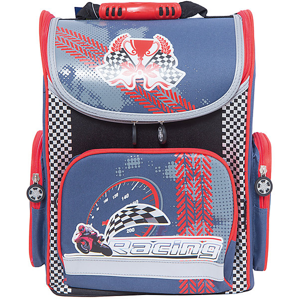 Ранец школьный, RACING, 36х28х16см, 3 кармана Ранец школьный, RACING, 36х28х16см, 3 карманаРанцы<br>Характеристики товара:<br><br>• материал: полиэстер<br>• украшен принтом<br>• размер: 36х28х16 см<br>• регулируемые лямки<br>• ручка<br>• 3 кармана<br>• уплотненная спинка<br>• застежка: молния<br>• страна бренда: Российская Федерация<br>• страна производства: Китай<br><br>Сделать учебу интереснее для ребенка поможет этот красивый ранец! С ним не только гораздо веселее собирать и носить школьные принадлежности, такой ранец еще и очень удобный. Он вместительный, имеет карманы, регулируемые лямки и дышащую поверхность там, где соприкасается с телом. Спинка эргономичная, уплотненная.<br>Ранец качественно выполнен, сделан из безопасных для детей материалов. Изделие станет отличным подарком ребенку, ведь оно такое яркое и оригинальное! Имея красивые и качественные принадлежности для учебы, дети охотнее ею занимаются!<br><br>Ранец школьный, RACING, 36х28х16см, 3 кармана, от бренда Silwerhof можно купить в нашем интернет-магазине.<br><br>Ширина мм: 350<br>Глубина мм: 300<br>Высота мм: 200<br>Вес г: 1194<br>Возраст от месяцев: 72<br>Возраст до месяцев: 144<br>Пол: Унисекс<br>Возраст: Детский<br>SKU: 5020542