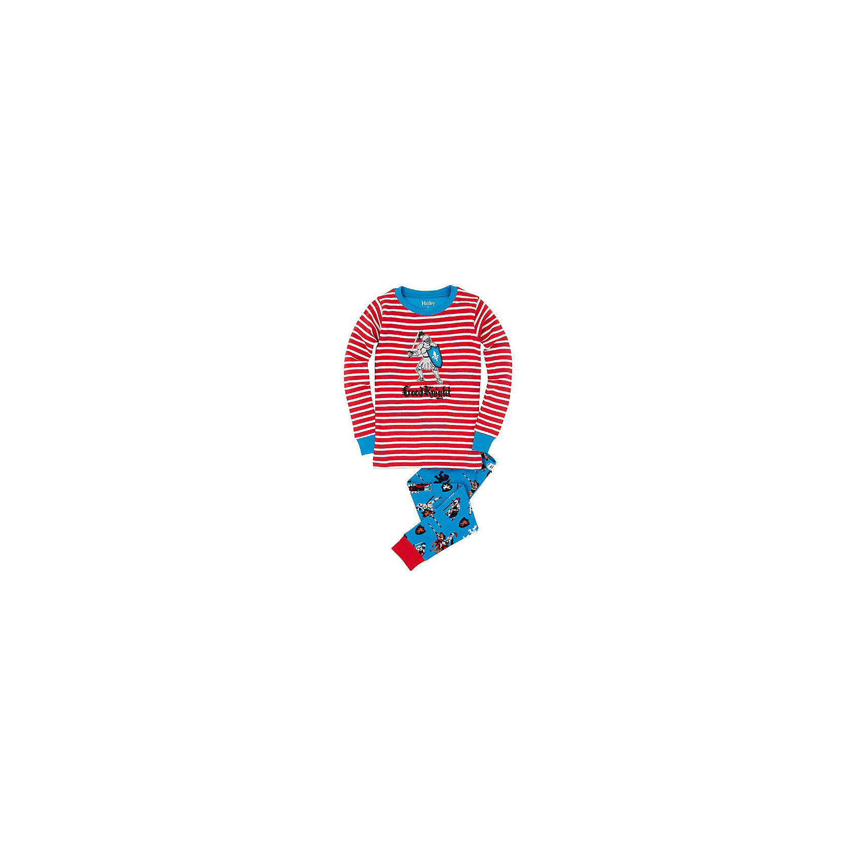 Пижама для мальчика Hatley Пижама для мальчика HatleyПижамы и сорочки<br>Пижама для мальчика Hatley<br><br>Характеристики:<br><br>• Цвет: голубой, красный<br>• Материал: 100% хлопок<br><br>Милая и яркая пижама для мальчика сделана из качественного материала, который не вызывает аллергию. Манжеты внизу на штанишках и на рукавах делают пижаму еще теплее, ведь они не позволяют пижамке «задраться» во время сна. Рыцарь, изображенный на пижаме, не сможет оставить равнодушным ни одного мальчишку.<br><br>Пижама для мальчика Hatley можно купить в нашем интернет-магазине.<br><br>Ширина мм: 281<br>Глубина мм: 70<br>Высота мм: 188<br>Вес г: 295<br>Цвет: красный/голубой<br>Возраст от месяцев: 18<br>Возраст до месяцев: 24<br>Пол: Мужской<br>Возраст: Детский<br>Размер: 92,104,116,98,110,128,122<br>SKU: 5020812