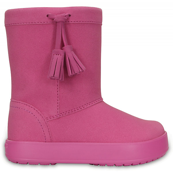 Сапоги Kids’ LodgePoint Boot для девочки CROCS Сапоги Kids’ LodgePoint Boot для девочки CROCSСапоги<br>Характеристики товара:<br><br>• цвет: розовый<br>• материал: верх - искусственная замша, низ - термопластик<br>• материал подкладки: текстиль<br>• температурный режим: от -10° до +10° С<br>• антискользящая подошва<br>• толстая устойчивая подошва<br>• страна бренда: США<br>• страна изготовитель: Китай<br><br>Сапоги могут быть и стильными, и теплыми! Для детской обуви крайне важно, чтобы она была удобной. Такие сапоги обеспечивают детям необходимый комфорт, а теплая подкладка создает особый микроклимат. Сапоги легко надеваются и снимаются, отлично сидят на ноге. Модель очень легкая и устойчивая.<br>Обувь от американского бренда Crocs в данный момент завоевала широкую популярность во всем мире, и это не удивительно - ведь она невероятно удобна. Её носят врачи, спортсмены, звёзды шоу-бизнеса, люди, которым много времени приходится бывать на ногах - они понимают, как важна комфортная обувь. Продукция Crocs - это качественные товары, созданные с применением новейших технологий. Обувь отличается стильным дизайном и продуманной конструкцией. Изделие производится из качественных и проверенных материалов, которые безопасны для детей. <br><br>Сапоги для девочки от торговой марки Crocs можно купить в нашем интернет-магазине.<br><br>Ширина мм: 257<br>Глубина мм: 180<br>Высота мм: 130<br>Вес г: 420<br>Цвет: розовый<br>Возраст от месяцев: 21<br>Возраст до месяцев: 24<br>Пол: Женский<br>Возраст: Детский<br>Размер: 24,31/32,25,23,30,27,29,28,26,34/35,33/34<br>SKU: 5027445