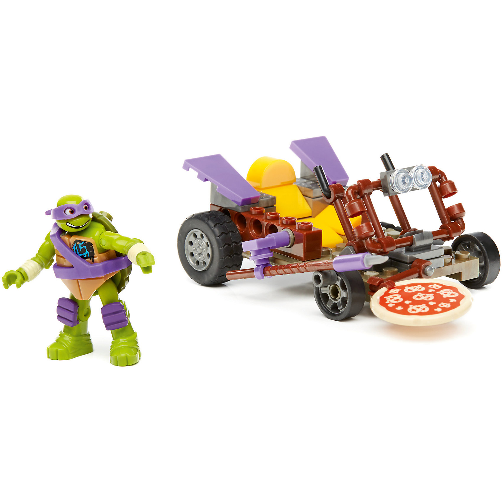 Черепашки – гонщики, MEGA BLOKS Черепашки – гонщики, MEGA BLOKSПластмассовые конструкторы<br>Черепашки – гонщики, MEGA BLOKS (Мега блокс). Этот необычный конструктор от Мега блокс представляет собой черепашек-ниндзя и их патрульные багги. Соберите патрульную машину по инструкции, или модернизируйте на свой вкус. В комплект входит пицца, которую можно запускать с помощью передней катапульты. В набор входит один из героев популярного мультсериала – черепашка Донни. Фигурка сборная и в комплект входит копье, чтобы Донни мог бороться с преступниками и защитить свой город. Набор придет по вкусу как фанатам мультсериалов и фильмов, так и любителям комиксов и супер героев. <br>Дополнительная информация:<br><br>- В набор входит: 1 фигурка черепашки Донни, 1 патрульная машина<br>- Состав: пластик<br>- Количество деталей: 65 шт.<br>- Размер: 16 * 5 * 21<br><br>Конструктор Черепашки – гонщики, MEGA BLOKS (Мега блокс) можно купить в нашем интернет-магазине.<br><br>Ширина мм: 45<br>Глубина мм: 150<br>Высота мм: 205<br>Вес г: 227<br>Возраст от месяцев: 60<br>Возраст до месяцев: 120<br>Пол: Мужской<br>Возраст: Детский<br>SKU: 5032904