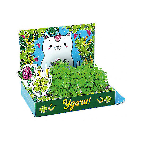 Набор для выращивания Живая открытка - Удачи! Кот, Happy Plant Набор для выращивания Живая открытка - Удачи! Кот, Happy PlantВыращивание растений<br>Подарочный набор Веселые моменты. Удачи! (Кот), Happy Plant.<br><br><br>Характеристики:<br><br>• возможность вырастить настоящую травку, не выходя из дома<br>• прост в использовании<br>• подходит в качестве подарка<br>• есть место для поздравительной надписи<br>• безопасные материалы<br>• гарантия качества<br>• в комплекте: открытка, 3 фигурки, семена, контейнер для растений, агроткань<br>• размер упаковки: 15х8х2,5 см<br>• вес: 30 грамм<br><br>Что может быть приятнее подарка, сделанного своими руками? Подарочный набор Веселые моменты поможет вам сделать живую открытку с поздравлениями. Спереди открытка украшены милым котиком, а сзади вы найдете специальное место для поздравлений и пожеланий. Посадите семена в агроткань, смоченную водой, полейте их - через несколько дней живые растения преобразят и оживят картинку. Такой подарок непременно понравится каждому!<br><br>Подарочный набор Веселые моменты Удачи! (Кот), Happy Plant вы можете купить в нашем интернет-магазине.<br><br>Ширина мм: 150<br>Глубина мм: 80<br>Высота мм: 25<br>Вес г: 30<br>Возраст от месяцев: 168<br>Возраст до месяцев: 240<br>Пол: Унисекс<br>Возраст: Детский<br>SKU: 5053963