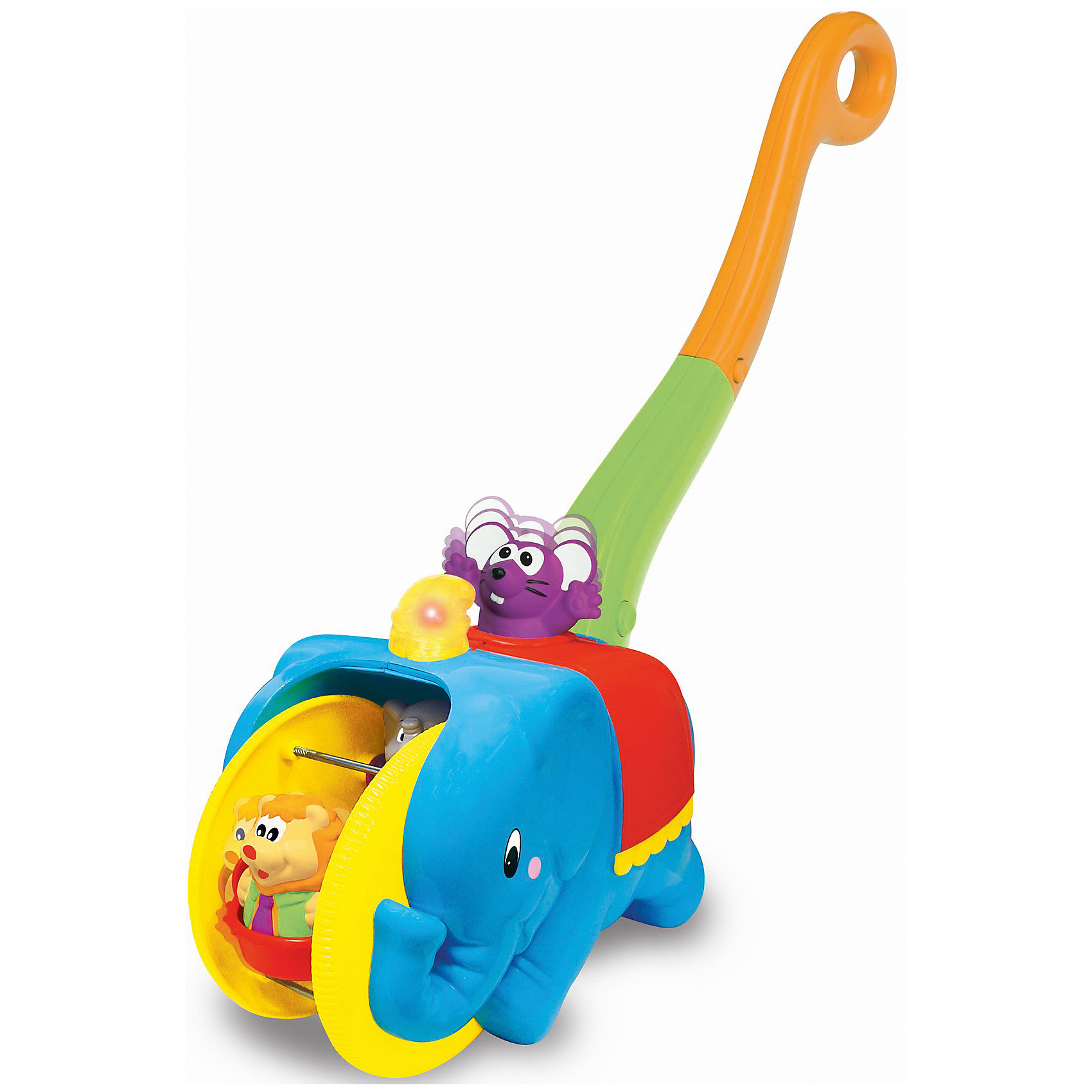 Игровая каталка с ручкой Цирковой слон, Kiddieland Игровая каталка с ручкой Цирковой слон, KiddielandИгрушки-каталки<br>Игровая каталка с ручкой Цирковой слон, Kiddieland<br><br>Характеристики:<br>- В набор входит: каталка, элементы питания<br>- Материал: пластик<br>- Элементы питания: батарейки АА, 2 шт.<br>- Размер упаковки: 46 * 38 * 12,5 см.<br>Каталка Цирковой слон произведена известным китайским брендом производства игрушек Kiddieland (Киддилэнд) и станет малышу прекрасным подарком. Цветную каталку с красочной ручкой, закрученной в колечко очень удобно катать. Веселый мышонок выпрыгивает из своей норки во время движения, а другие цирковые животные крутятся в большом колесе, которое везет слоник. Во время движения раздается музыка и слышны голоса животных. С такой каталкой ходить и бегать вдвойне веселее, также ее можно взять с собой и во двор на прогулку. Изготовленная из качественного пластика, разноцветная каталка поможет крохе развить координацию движения, восприятие звука и цвета, моторику рук, воображение.<br>Игровую каталку с ручкой Цирковой слон, Kiddieland (Киддилэнд) можно купить в нашем интернет-магазине.<br>Подробнее:<br>• Для детей в возрасте: от 1,5 до 2 лет<br>• Номер товара: 5054080<br>Страна производитель: Китай<br><br>Ширина мм: 260<br>Глубина мм: 210<br>Высота мм: 180<br>Вес г: 1250<br>Возраст от месяцев: 12<br>Возраст до месяцев: 36<br>Пол: Унисекс<br>Возраст: Детский<br>SKU: 5054080